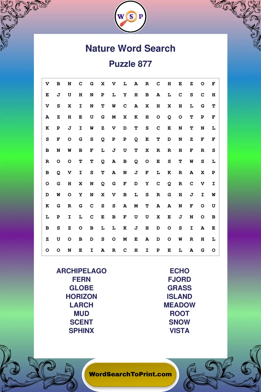 Nature Word Search Puzzle 877