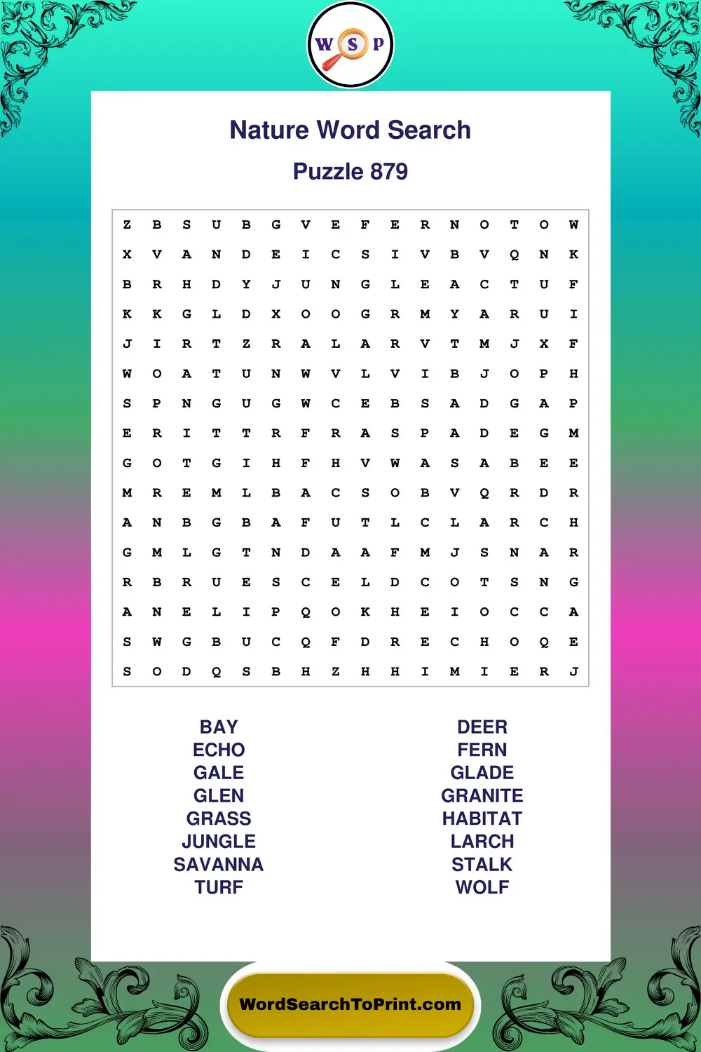 Nature Word Search Puzzle 879
