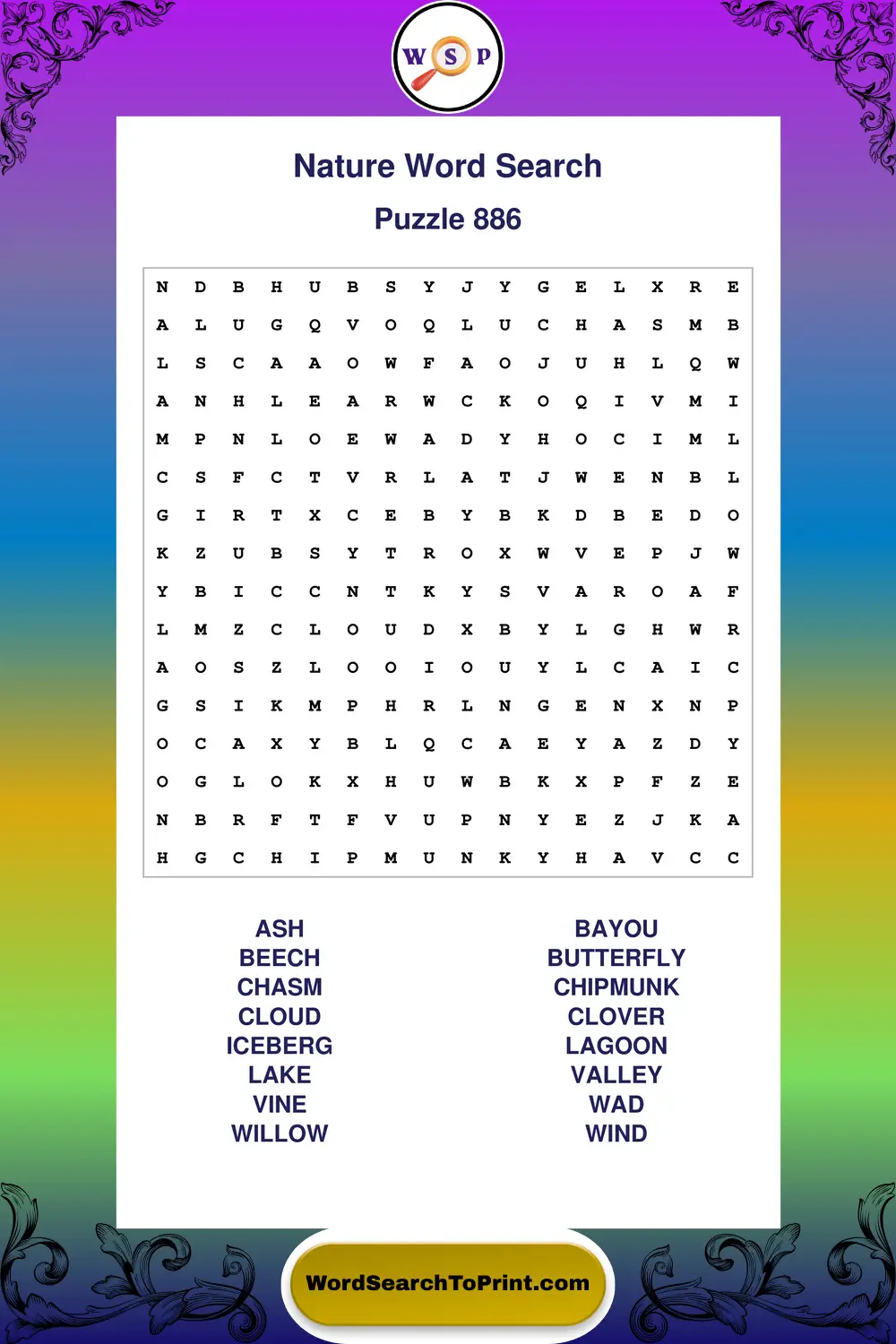Nature Word Search Puzzle 886