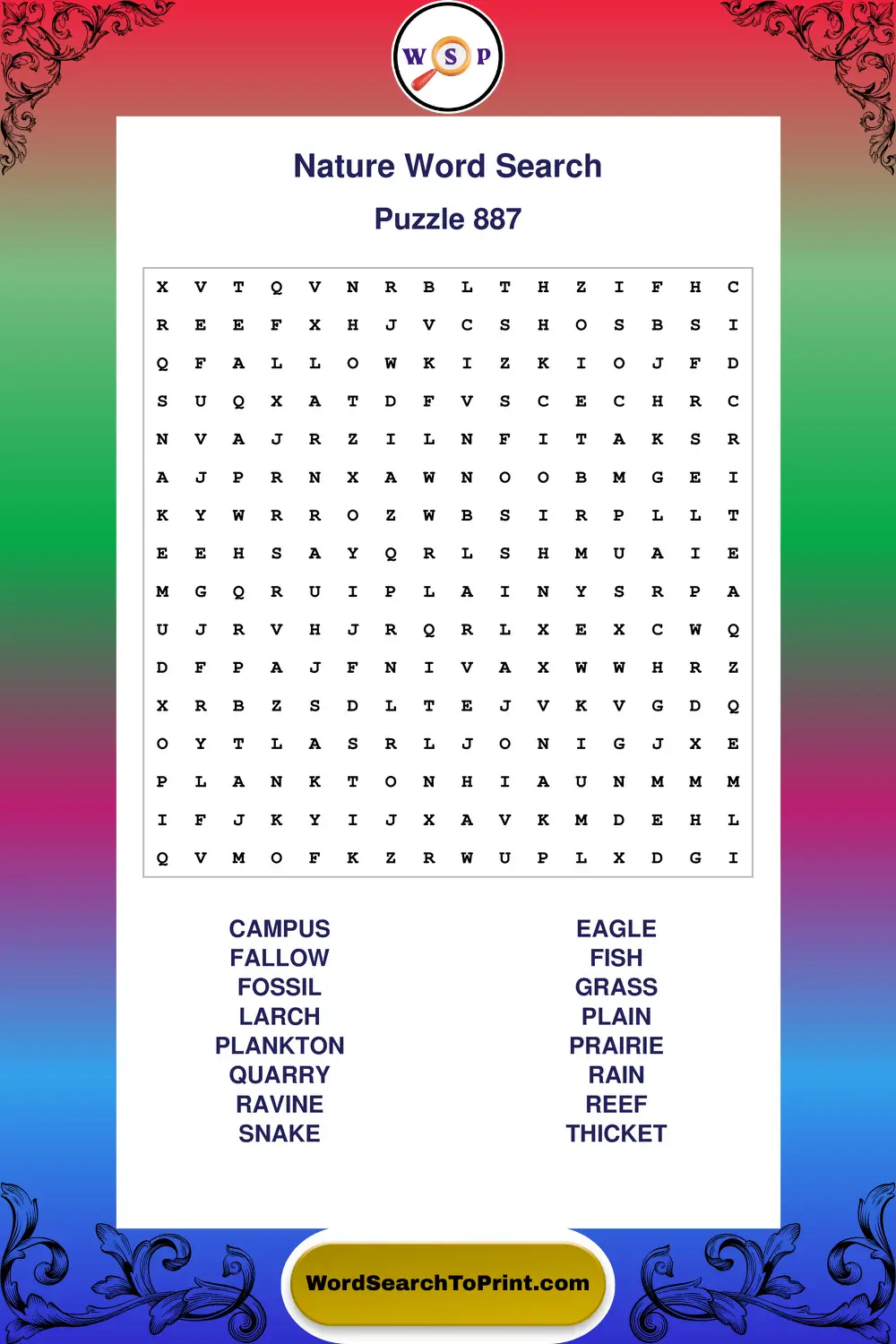 Nature Word Search Puzzle 887