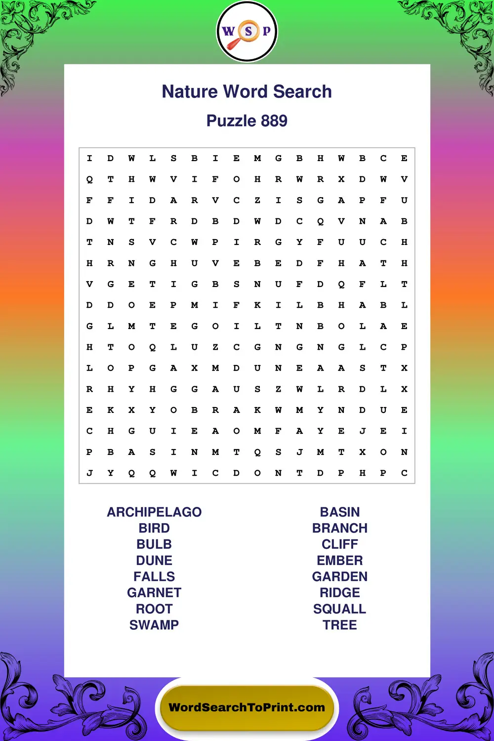 Nature Word Search Puzzle 889