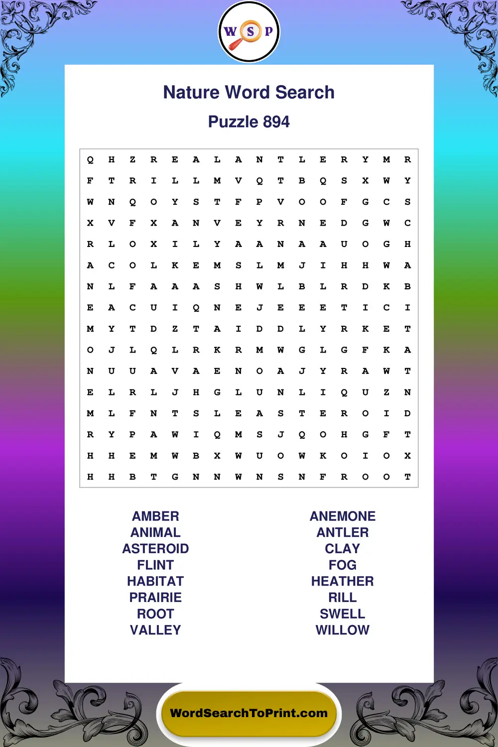 Nature Word Search Puzzle 894