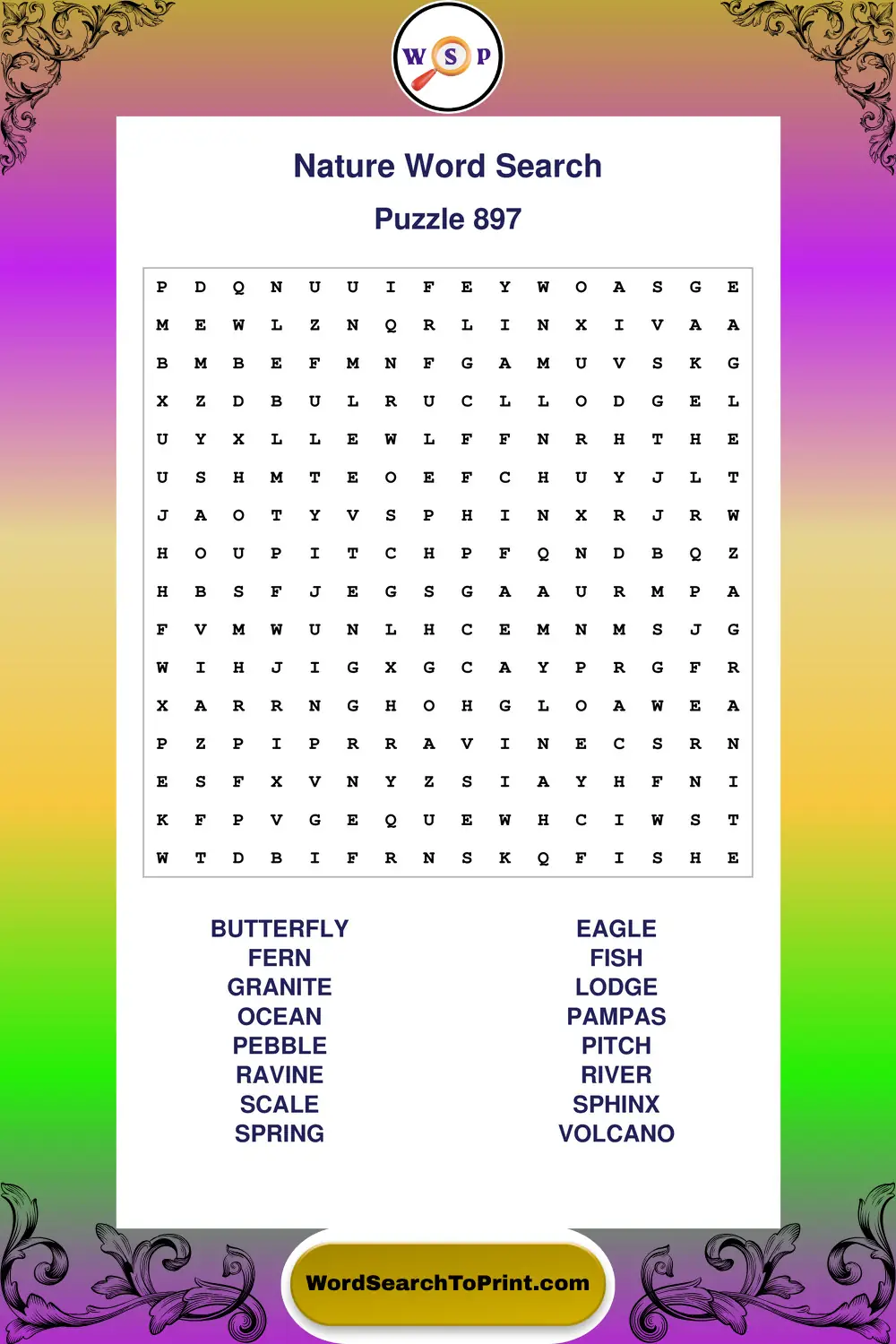 Nature Word Search Puzzle 897