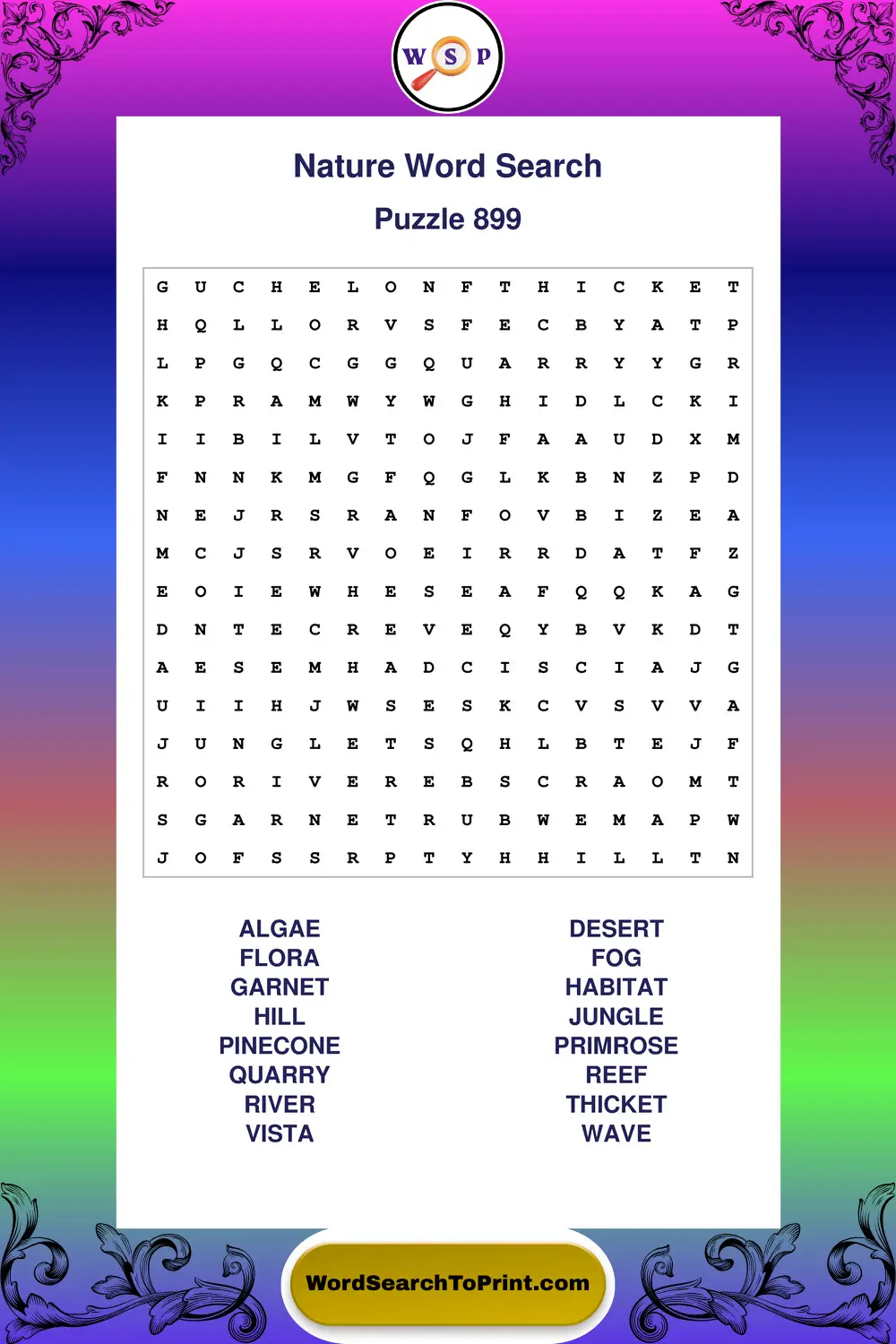 Nature Word Search Puzzle 899