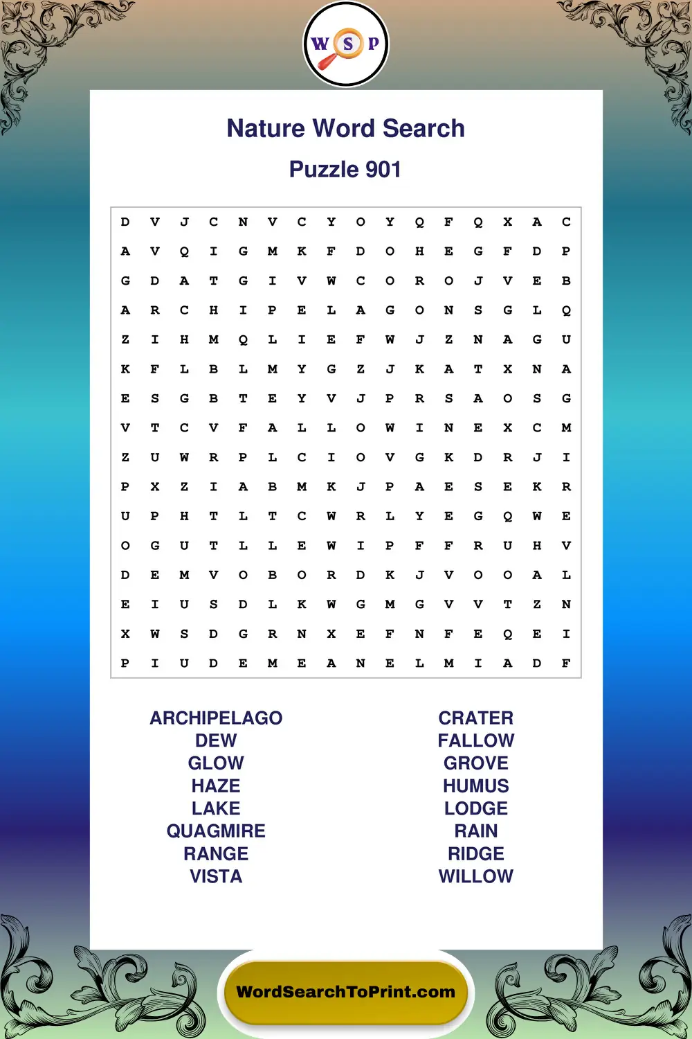 Nature Word Search Puzzle 901