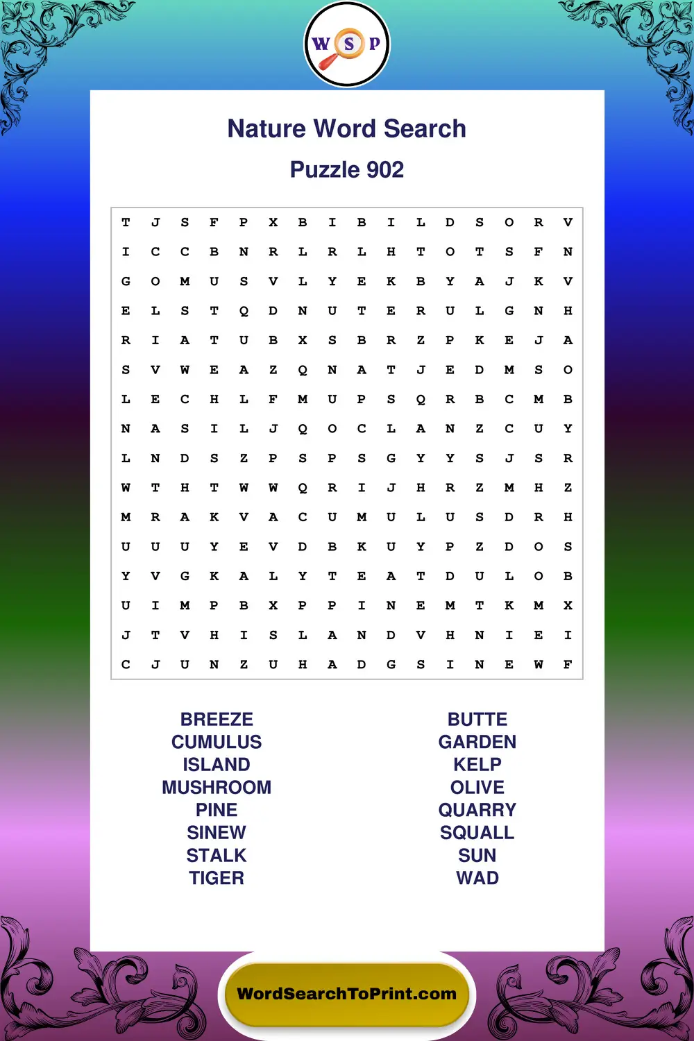 Nature Word Search Puzzle 902