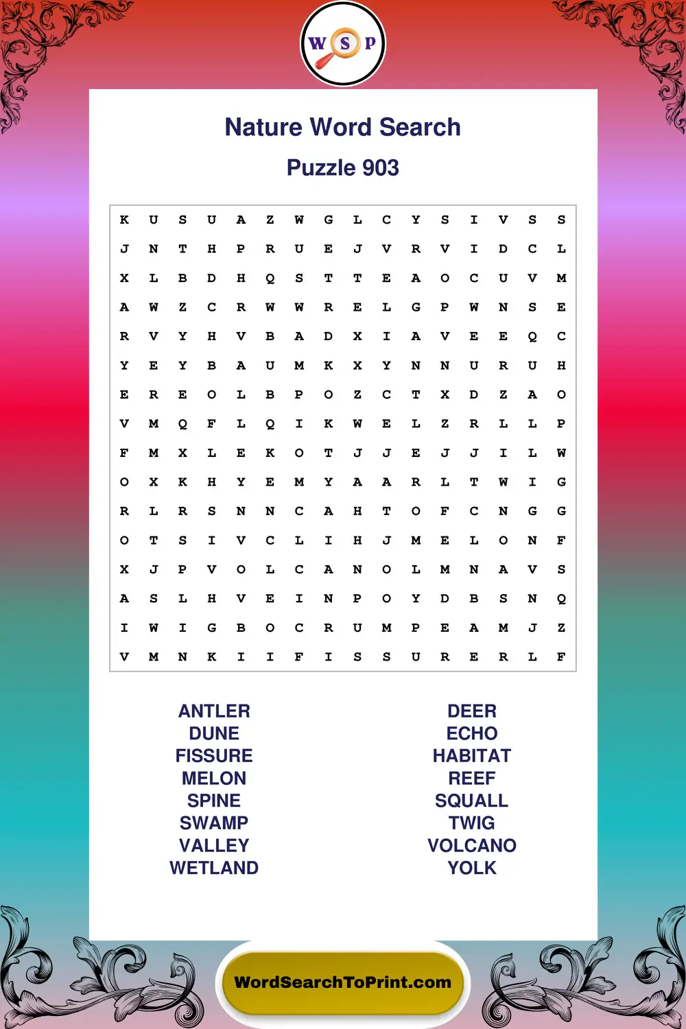 Nature Word Search Puzzle 903