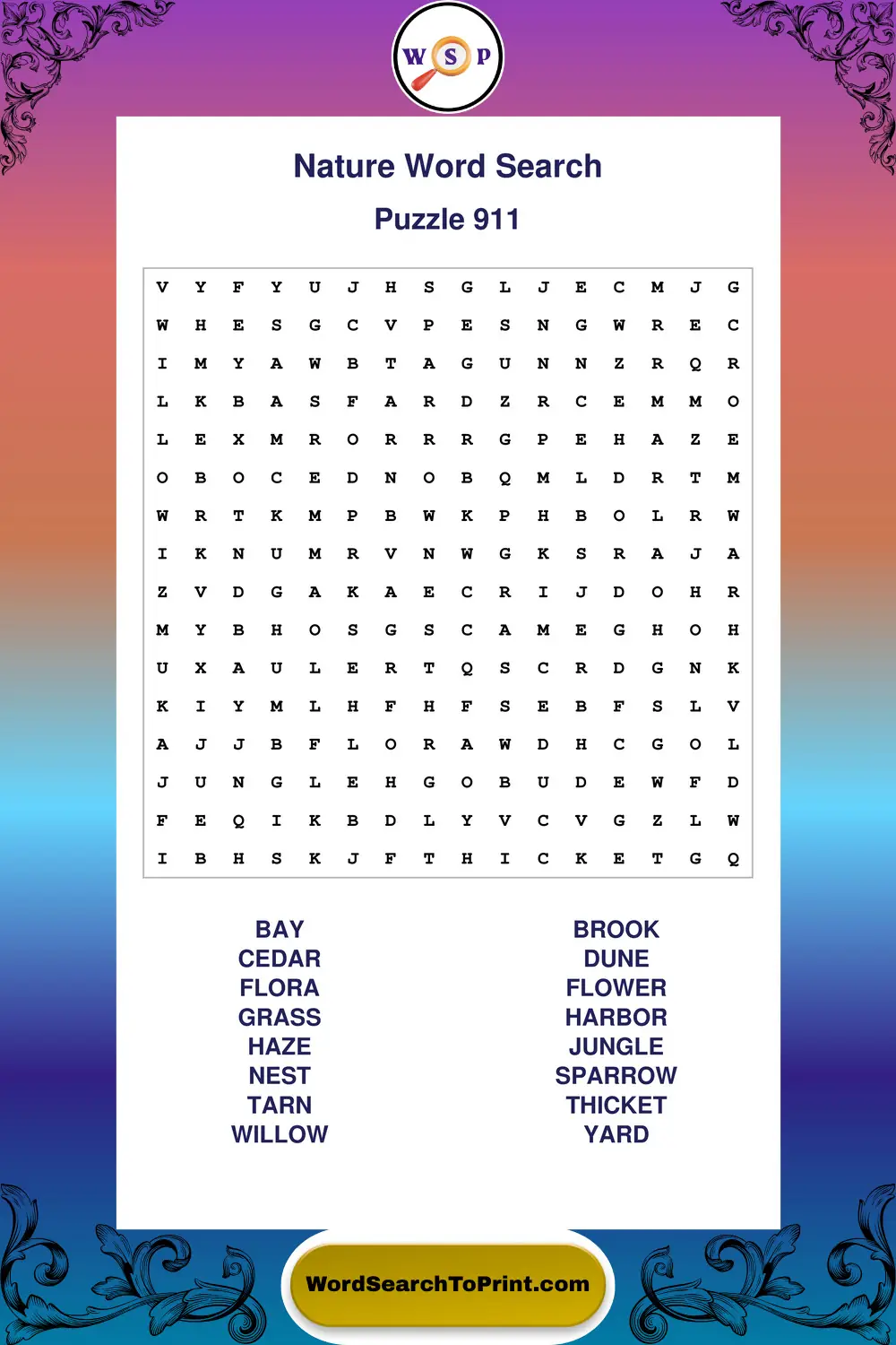 Nature Word Search Puzzle 911
