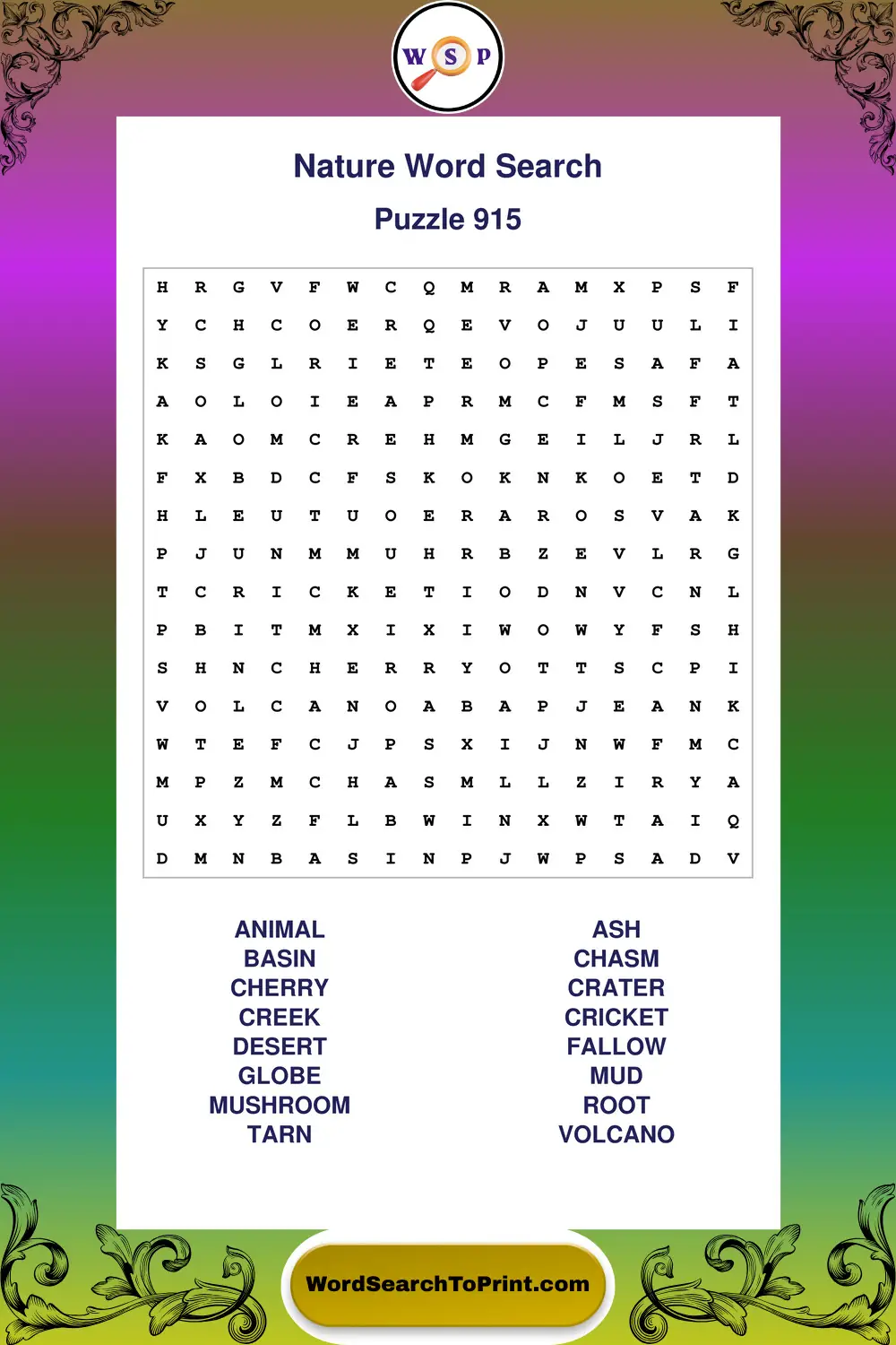 Nature Word Search Puzzle 915