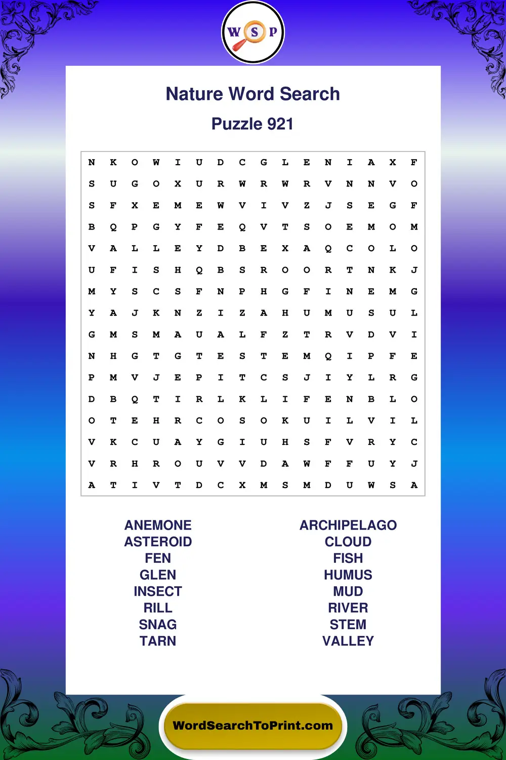 Nature Word Search Puzzle 921