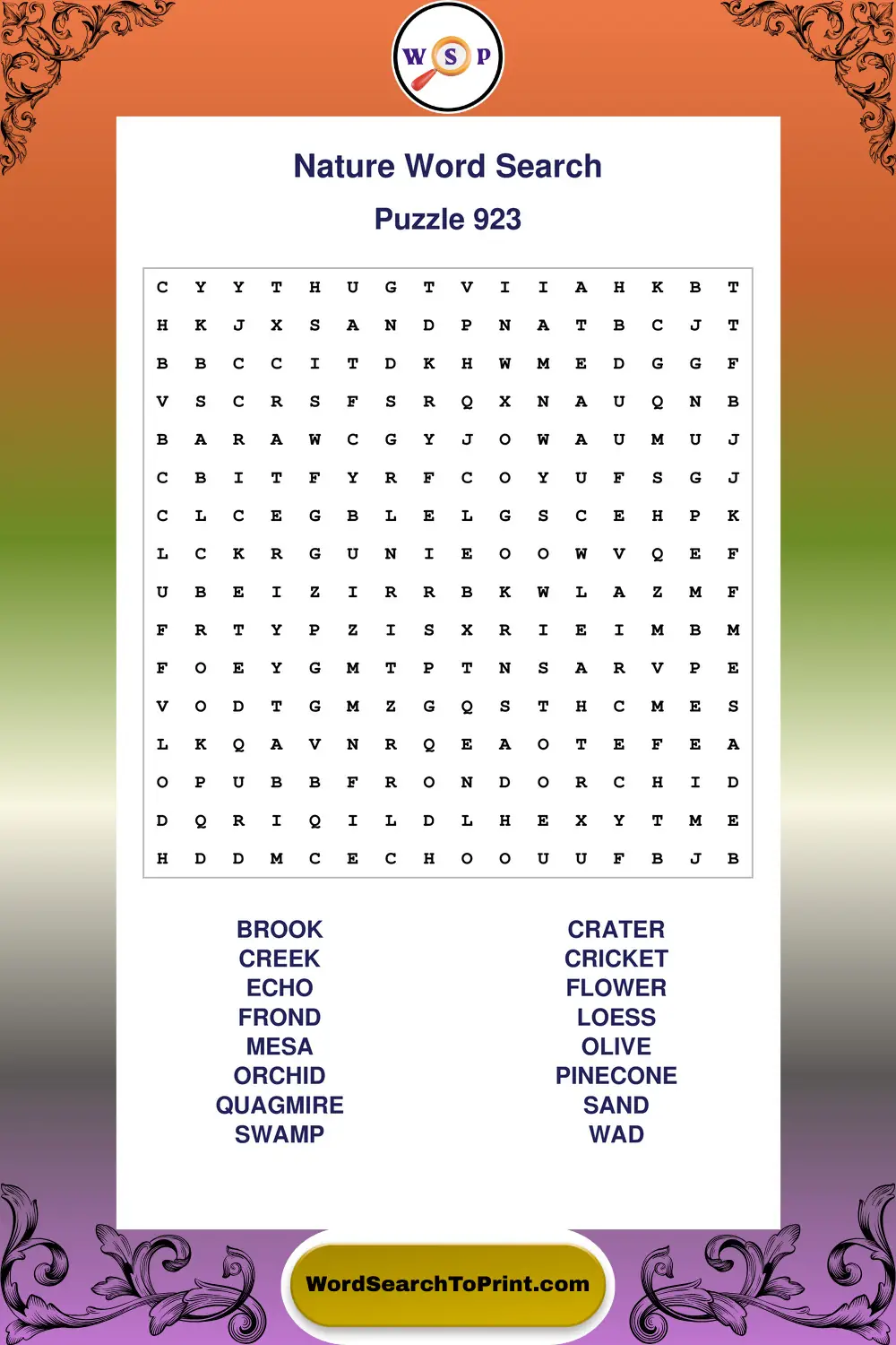 Nature Word Search Puzzle 923
