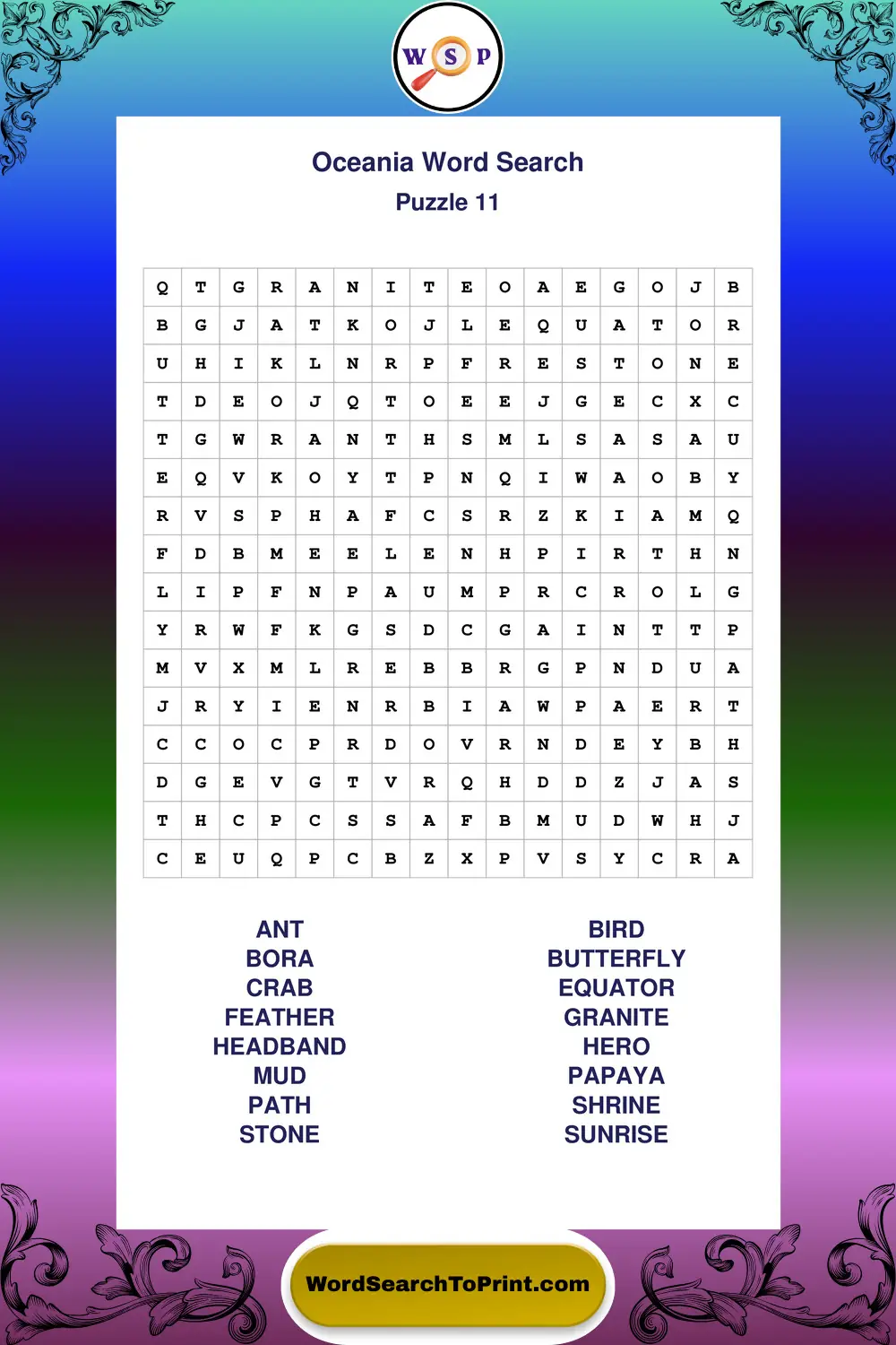 Oceania Word Search Puzzle 11