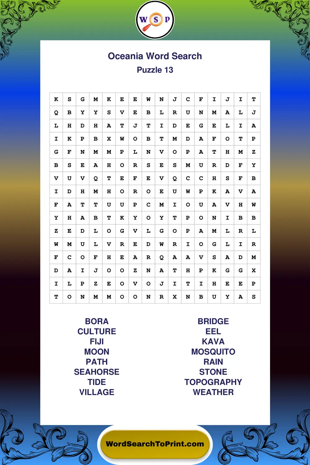 Oceania Word Search Puzzle 13