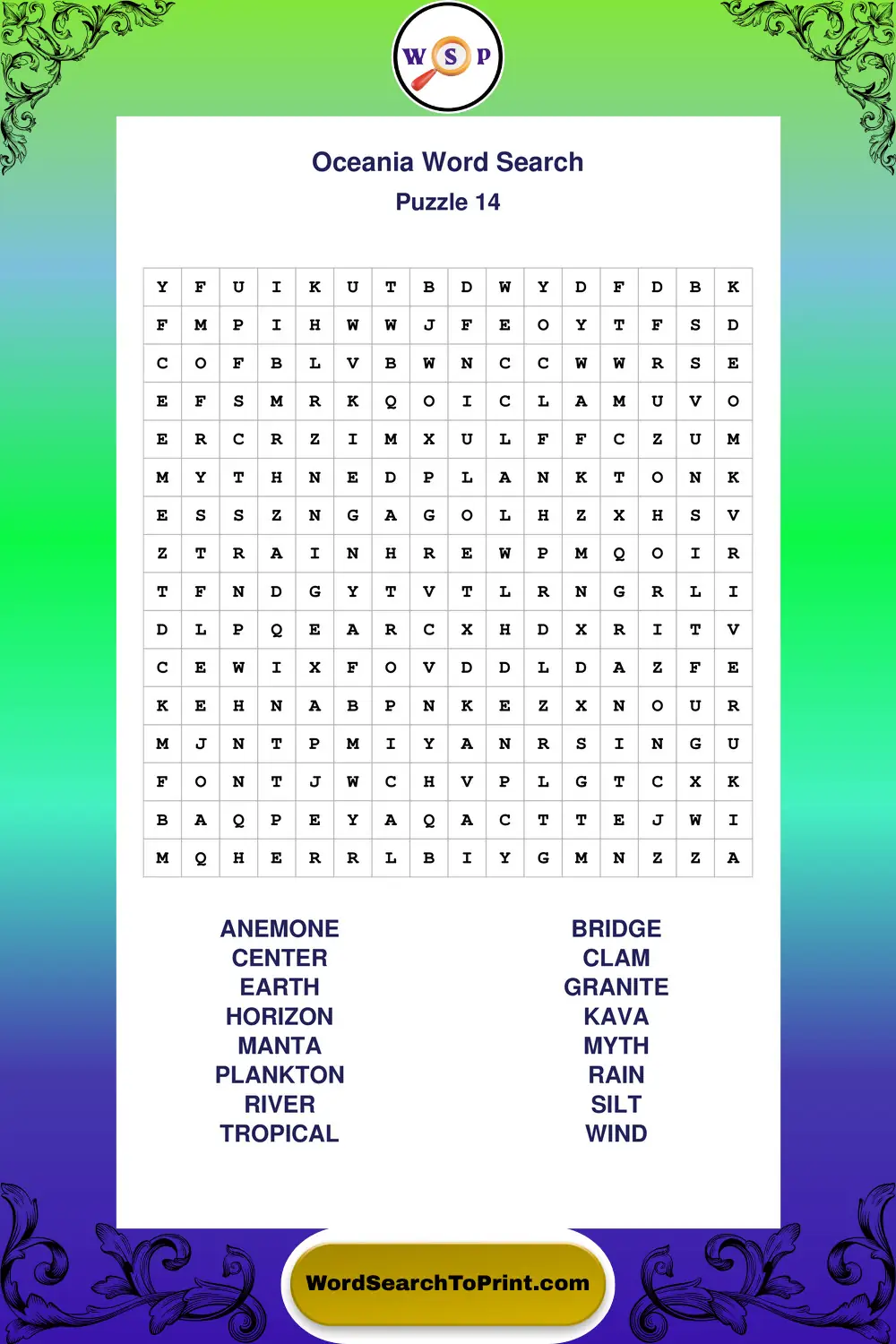 Oceania Word Search Puzzle 14
