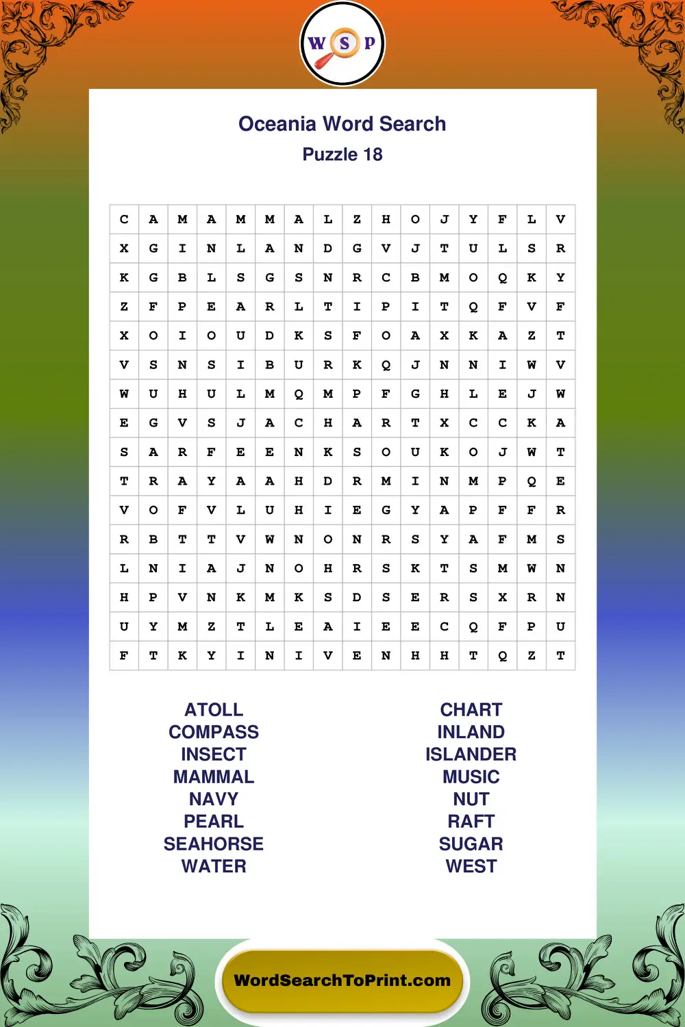 Oceania Word Search Puzzle 18