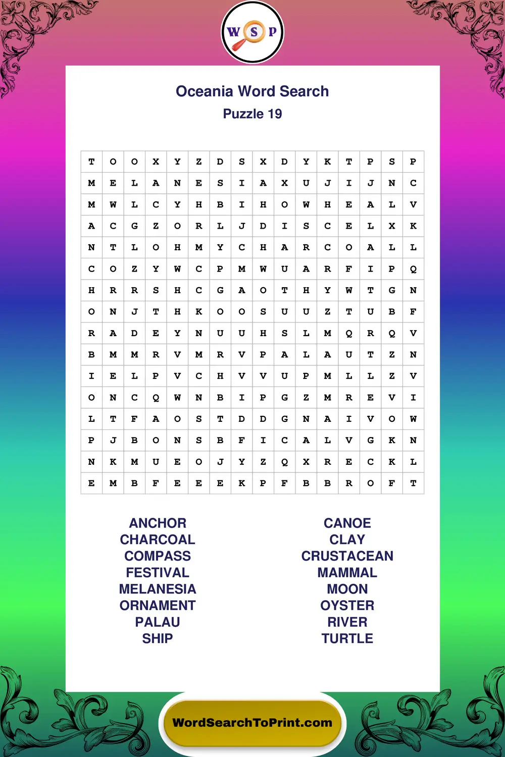 Oceania Word Search Puzzle 19