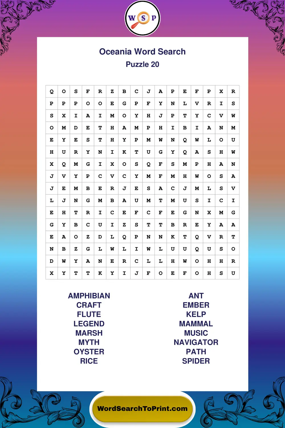 Oceania Word Search Puzzle 20