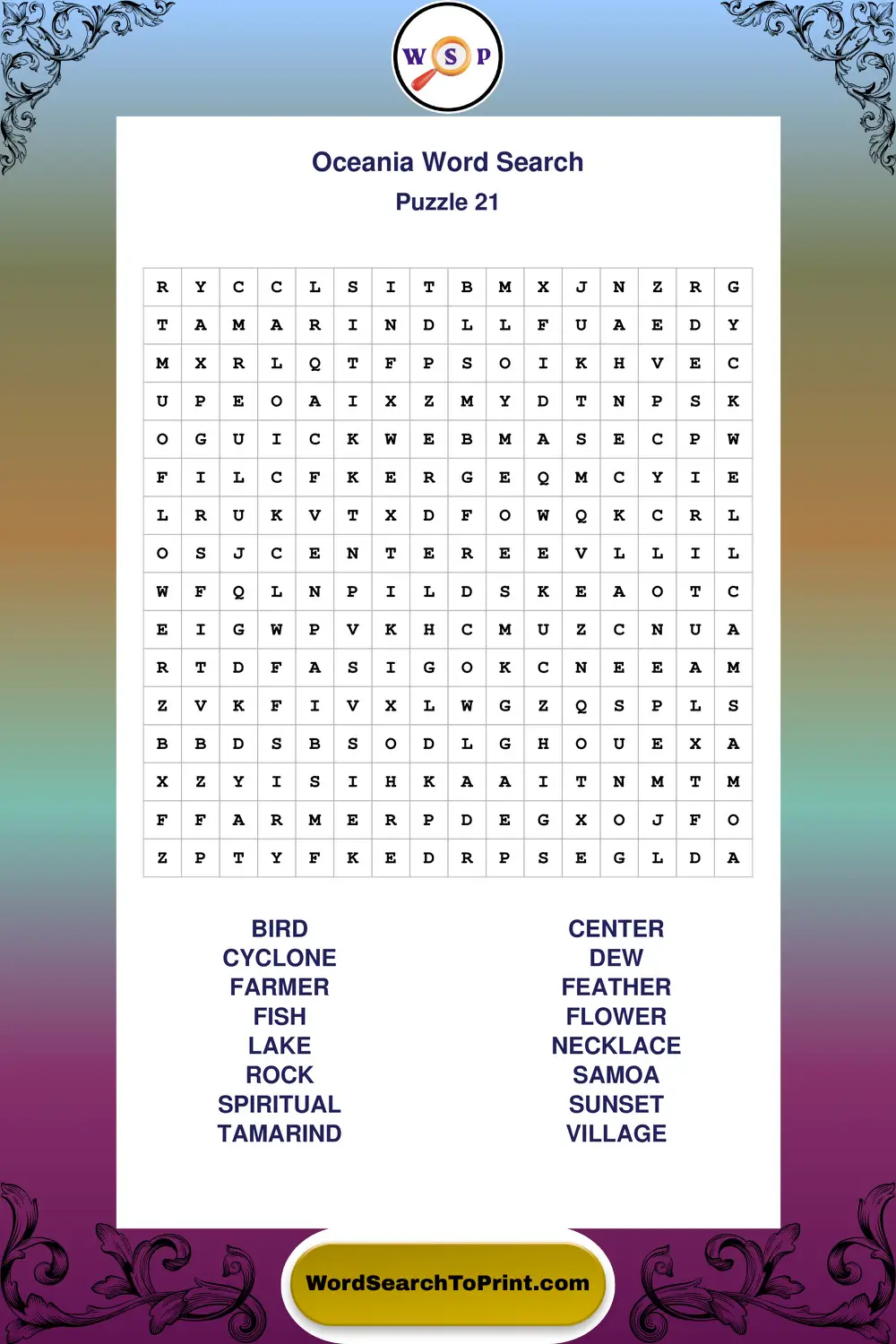 Oceania Word Search Puzzle 21