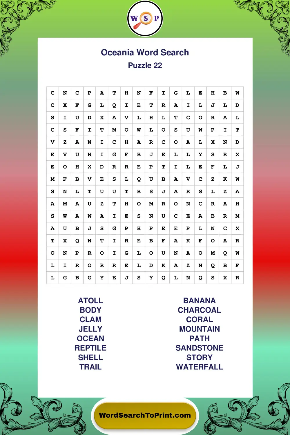 Oceania Word Search Puzzle 22