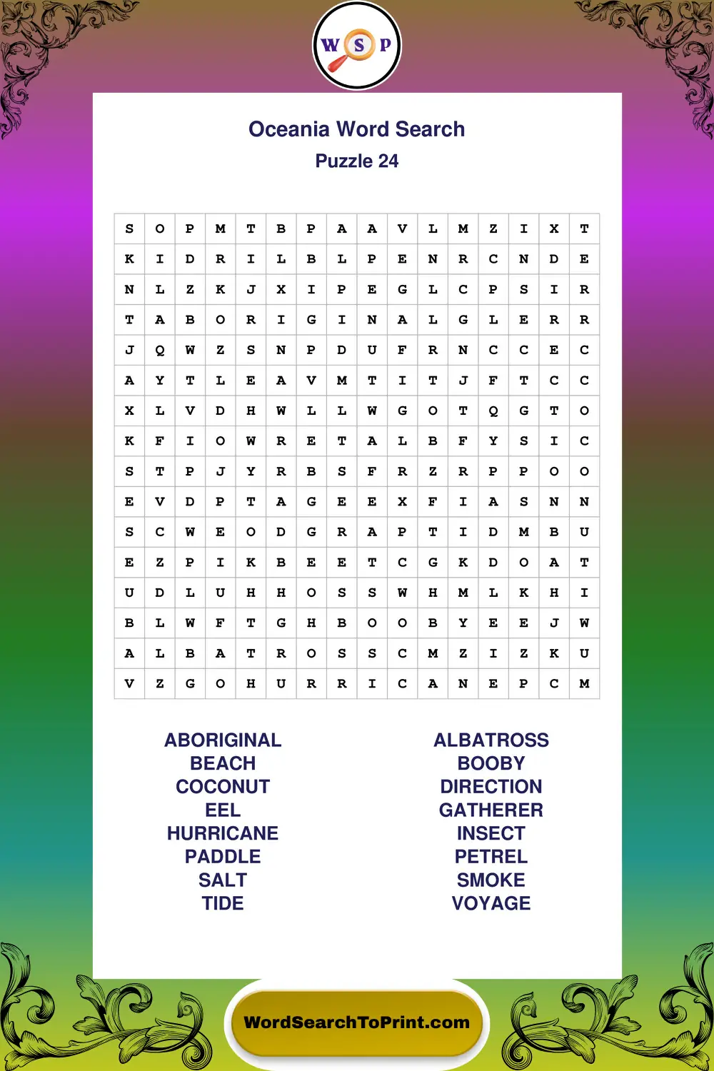 Oceania Word Search Puzzle 24