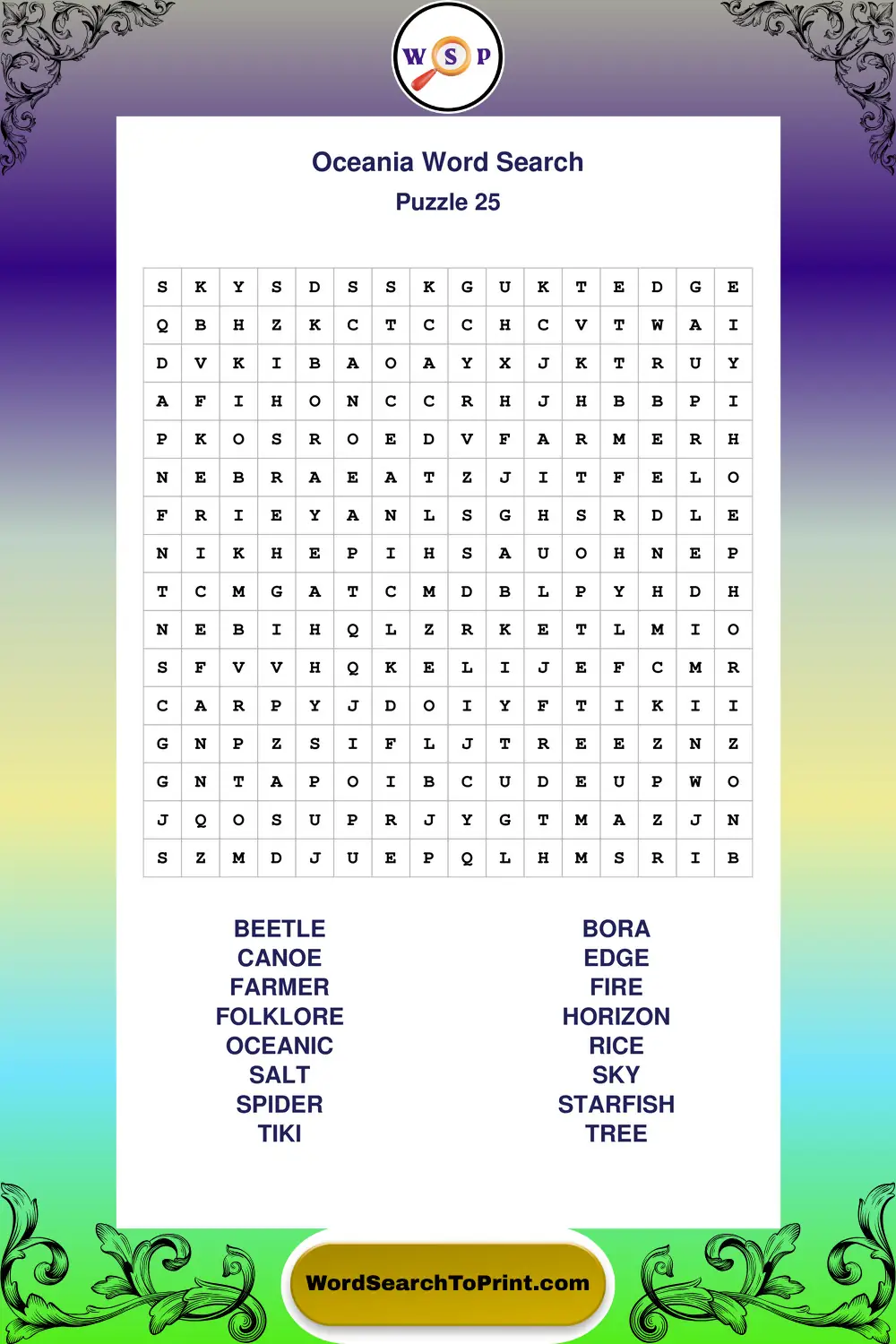 Oceania Word Search Puzzle 25