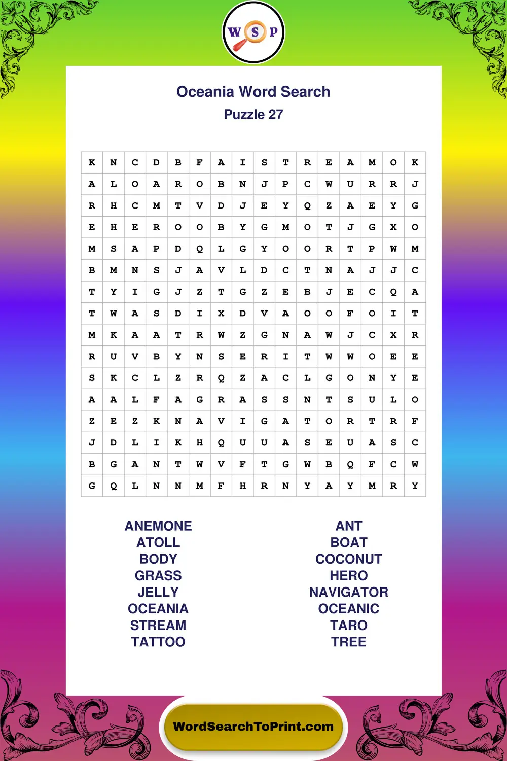 Oceania Word Search Puzzle 27