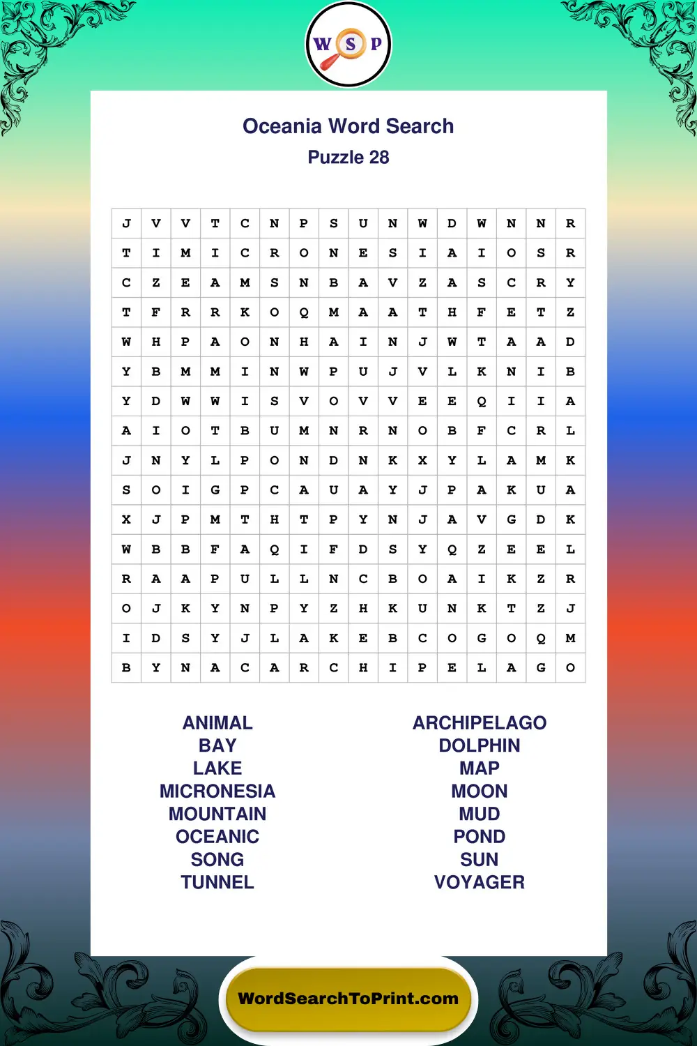 Oceania Word Search Puzzle 28