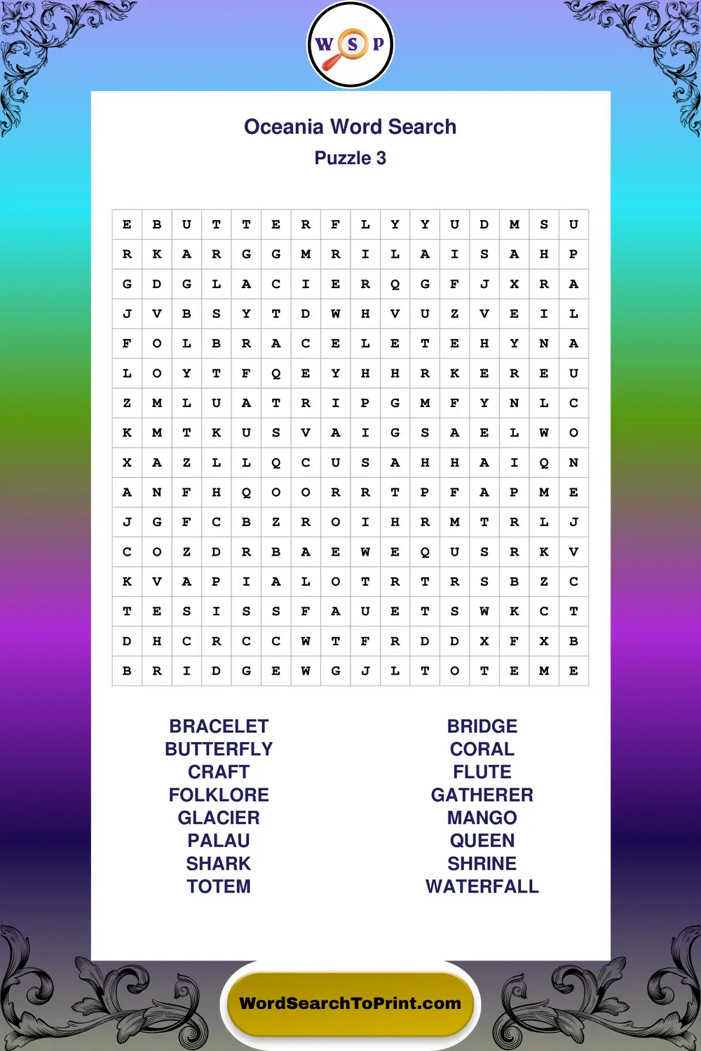 Oceania Word Search Puzzle 3