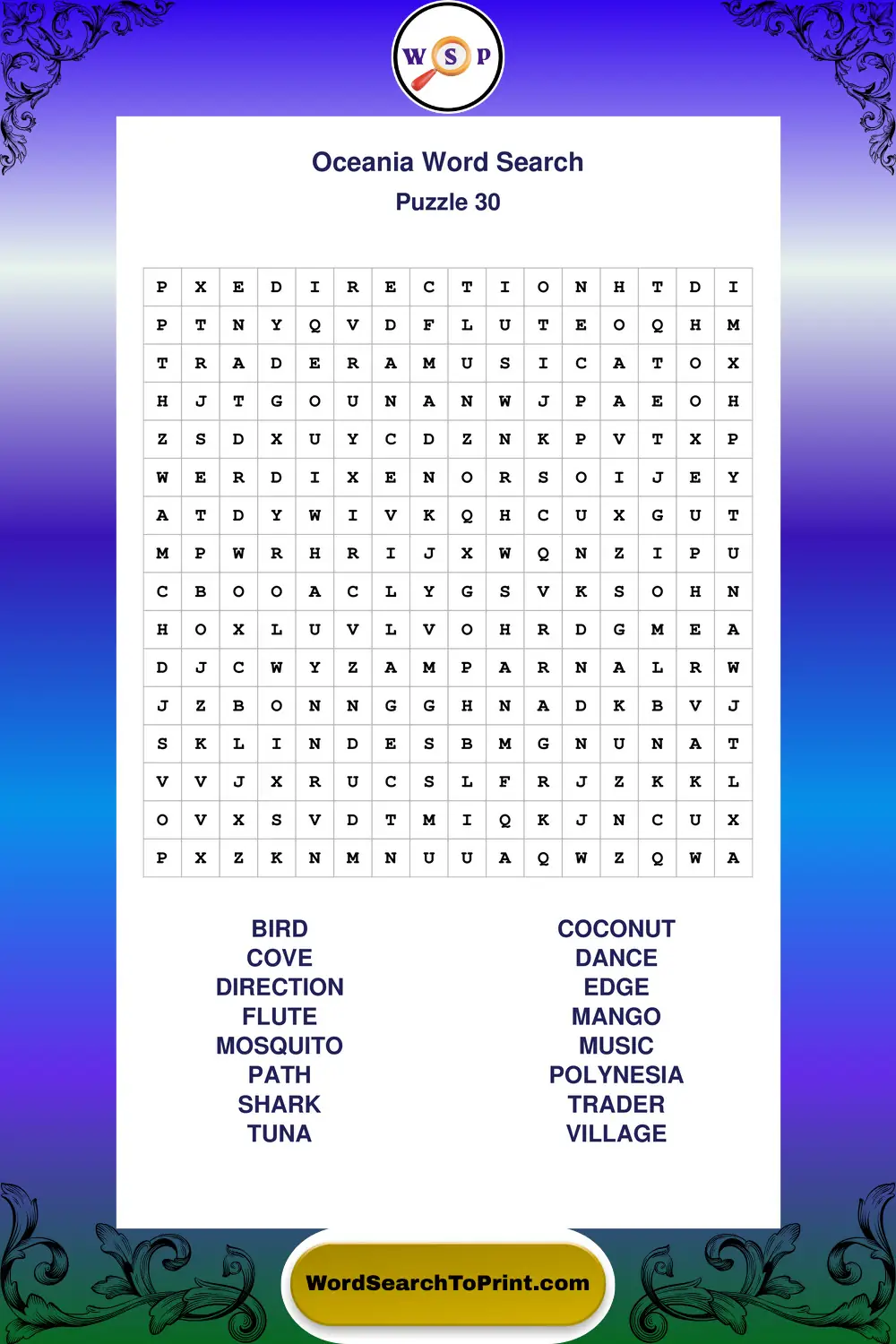 Oceania Word Search Puzzle 30