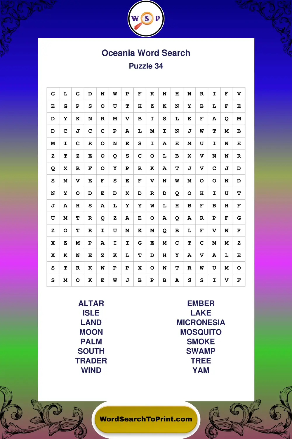 Oceania Word Search Puzzle 34