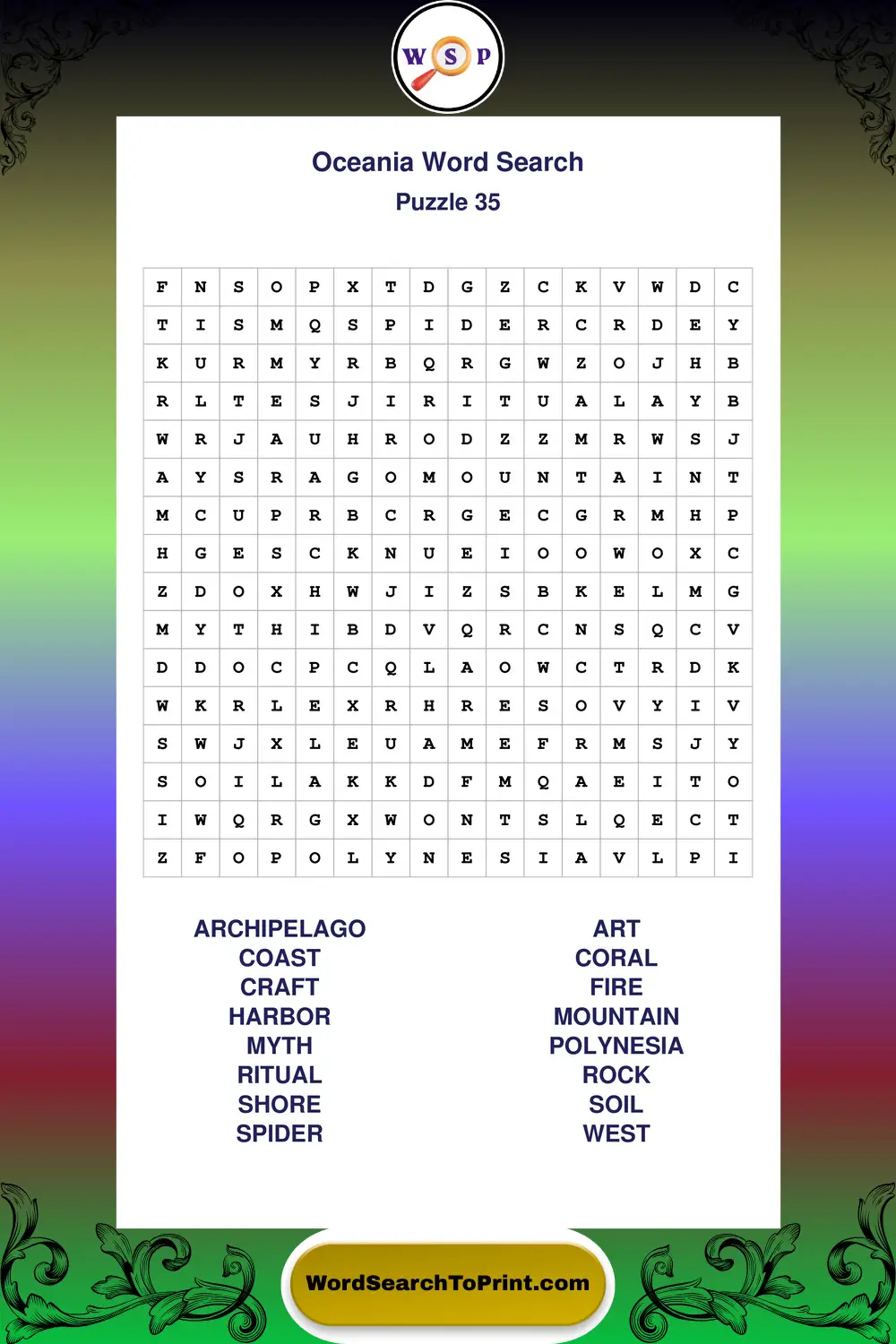 Oceania Word Search Puzzle 35
