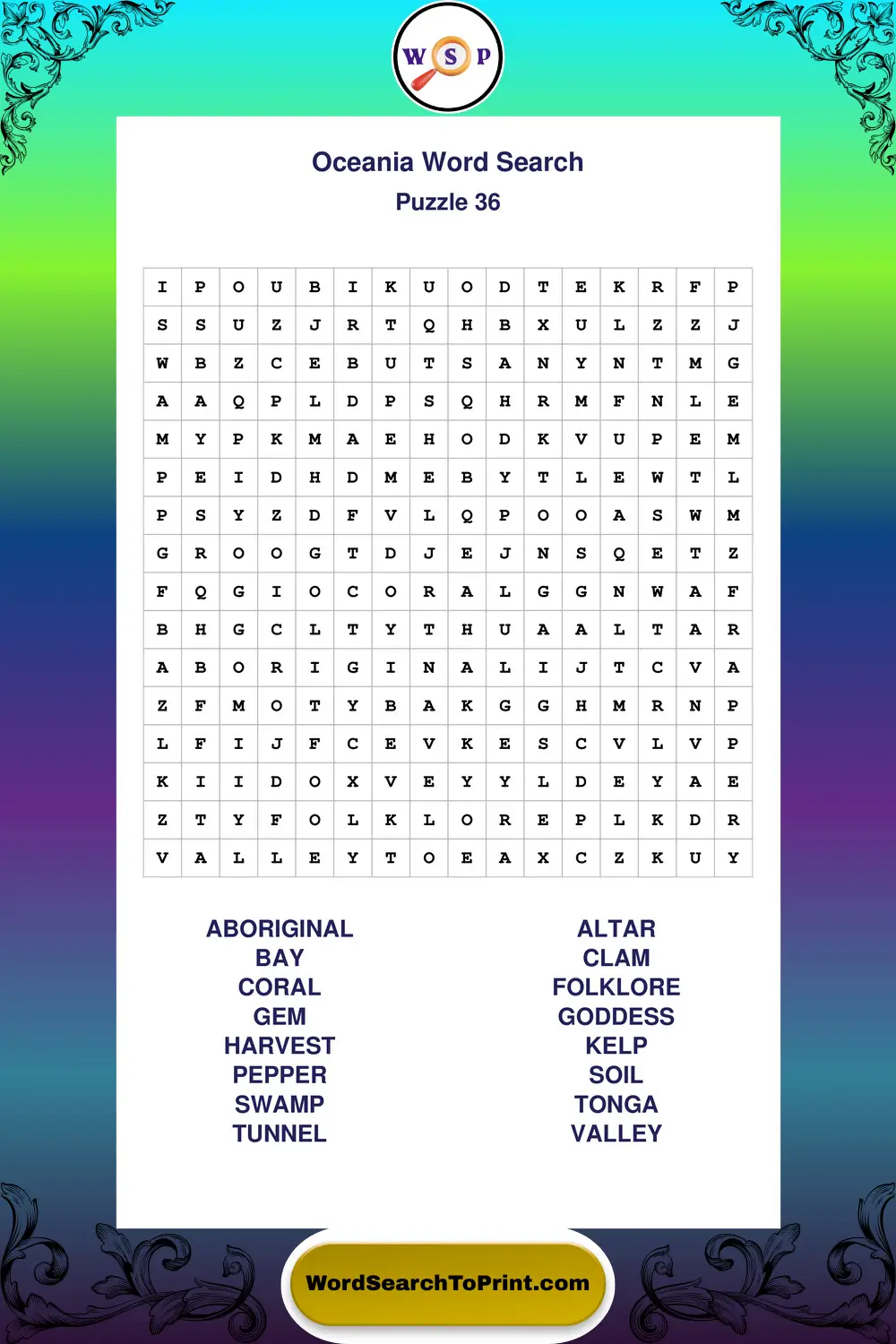 Oceania Word Search Puzzle 36