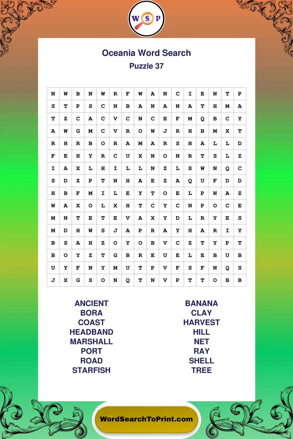 Oceania Word Search Puzzle 37