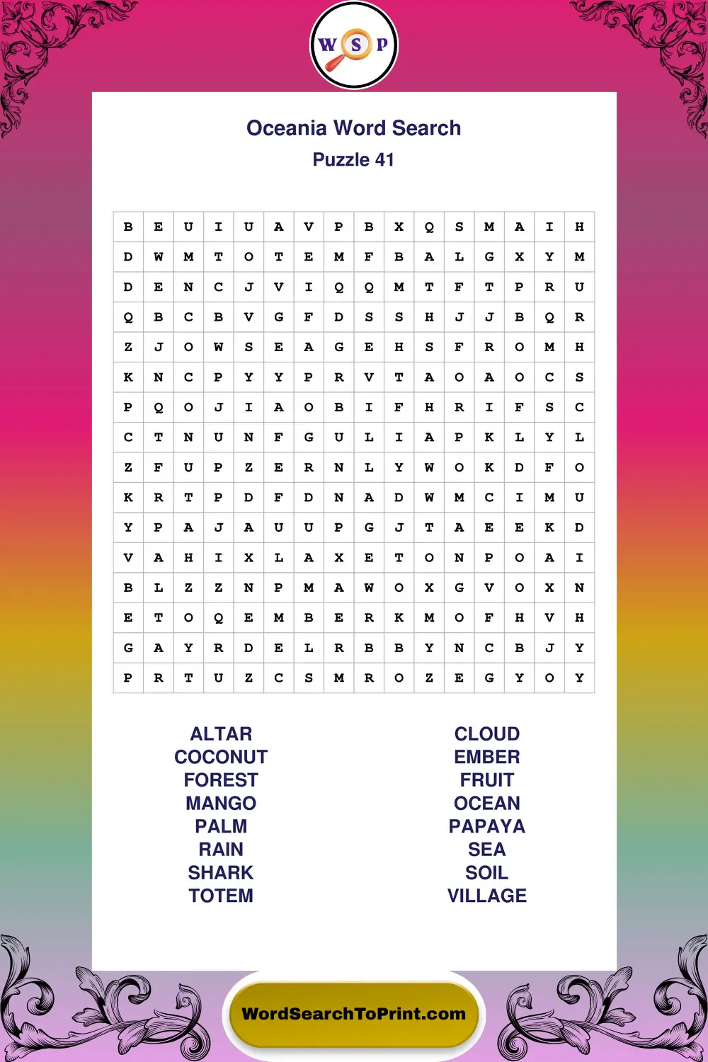 Oceania Word Search Puzzle 41