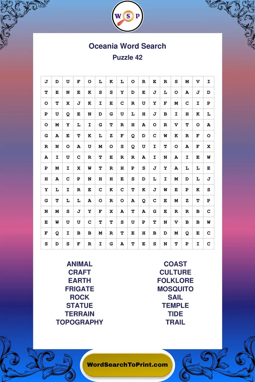 Oceania Word Search Puzzle 42