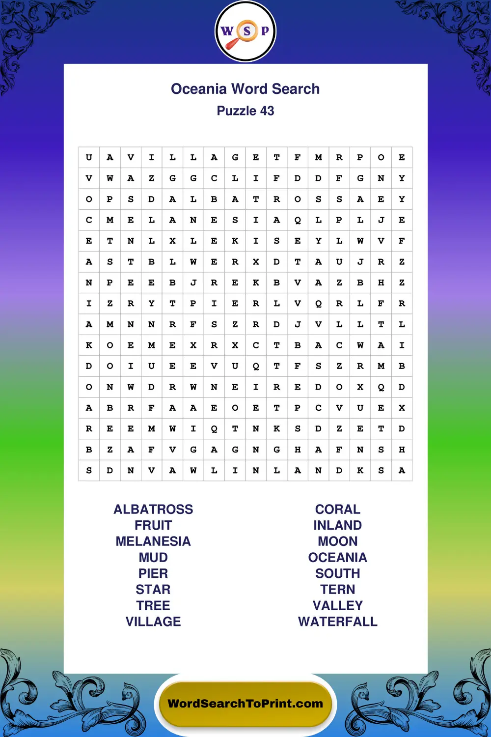 Oceania Word Search Puzzle 43