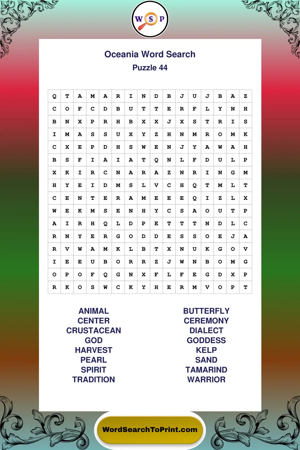 Oceania Word Search Puzzle 44