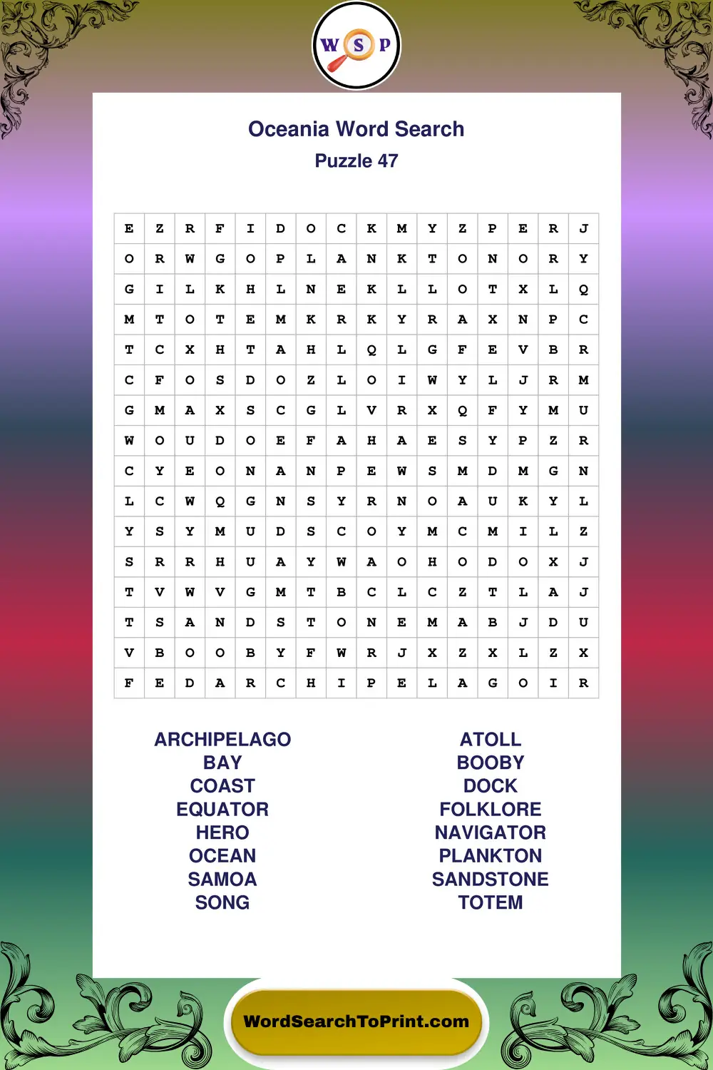 Oceania Word Search Puzzle 47