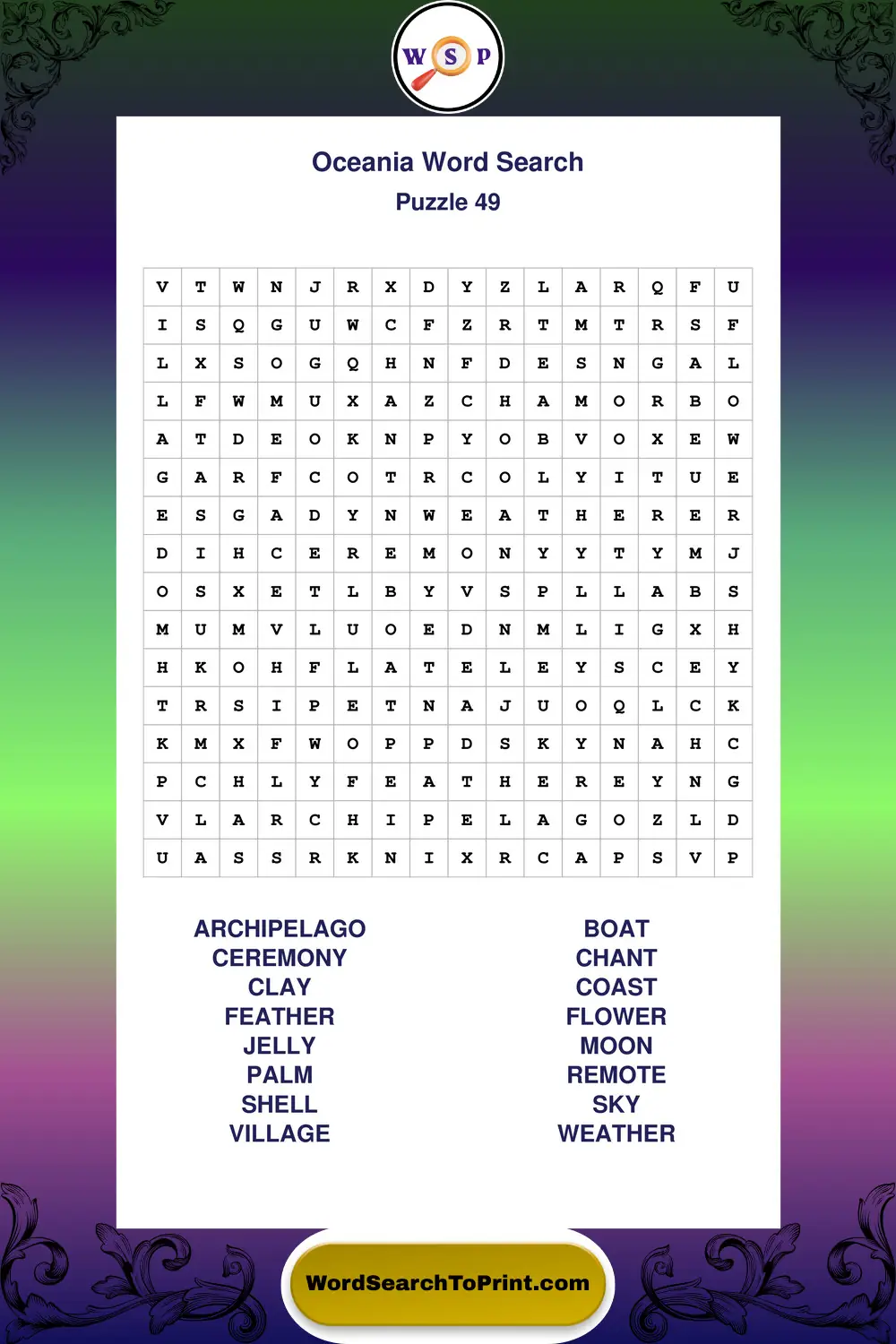 Oceania Word Search Puzzle 49