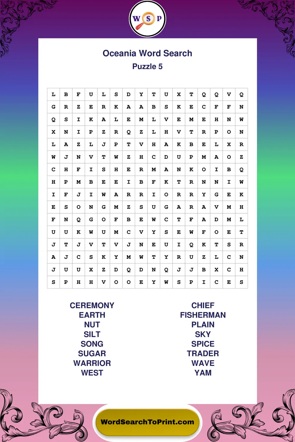 Oceania Word Search Puzzle 5