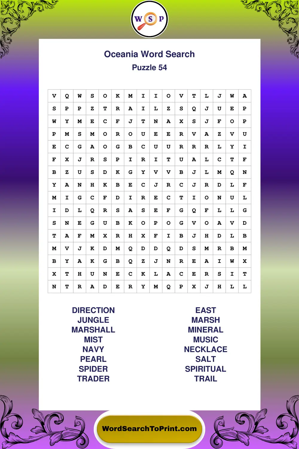 Oceania Word Search Puzzle 54
