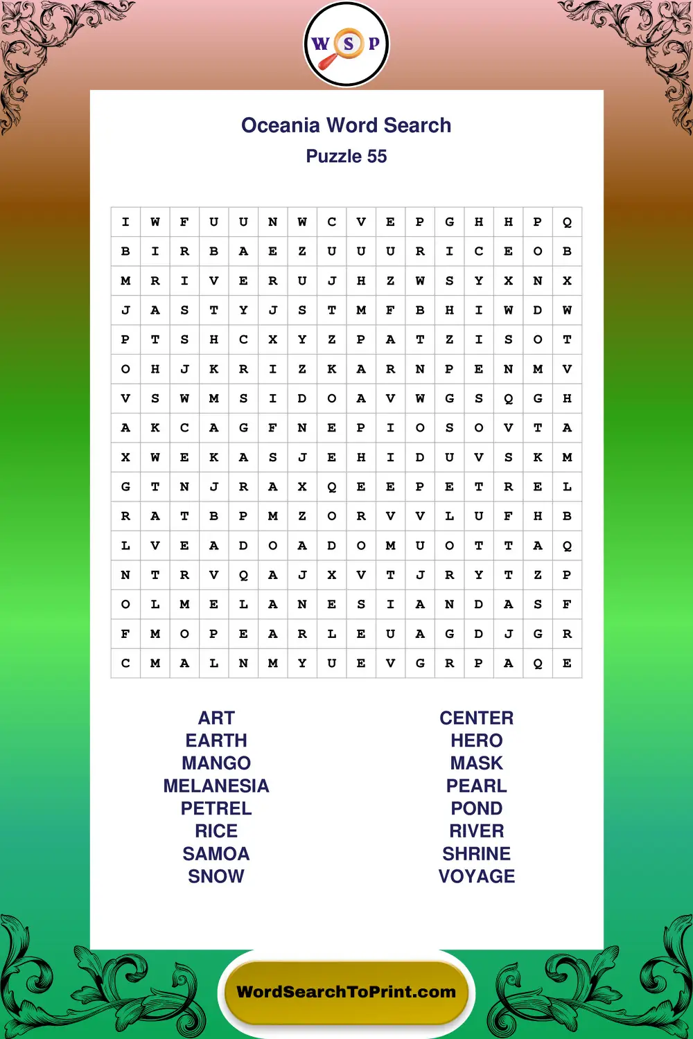 Oceania Word Search Puzzle 55