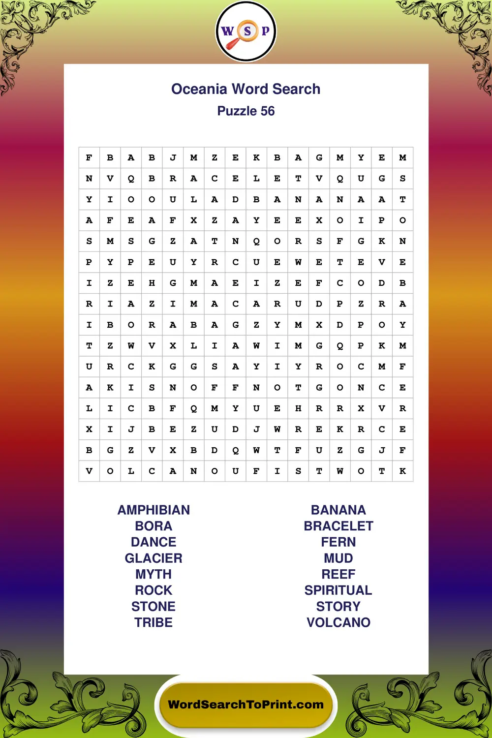 Oceania Word Search Puzzle 56