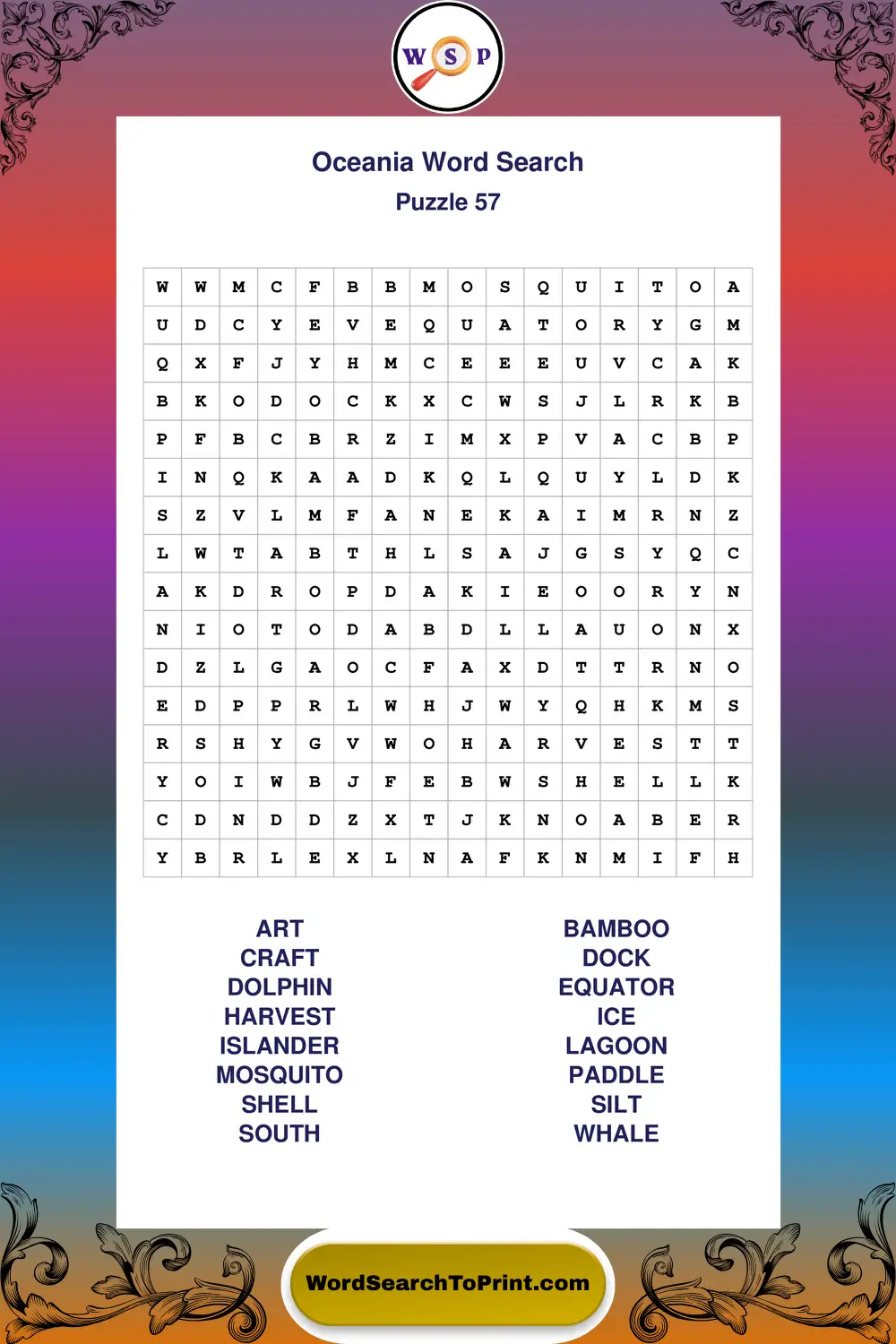 Oceania Word Search Puzzle 57