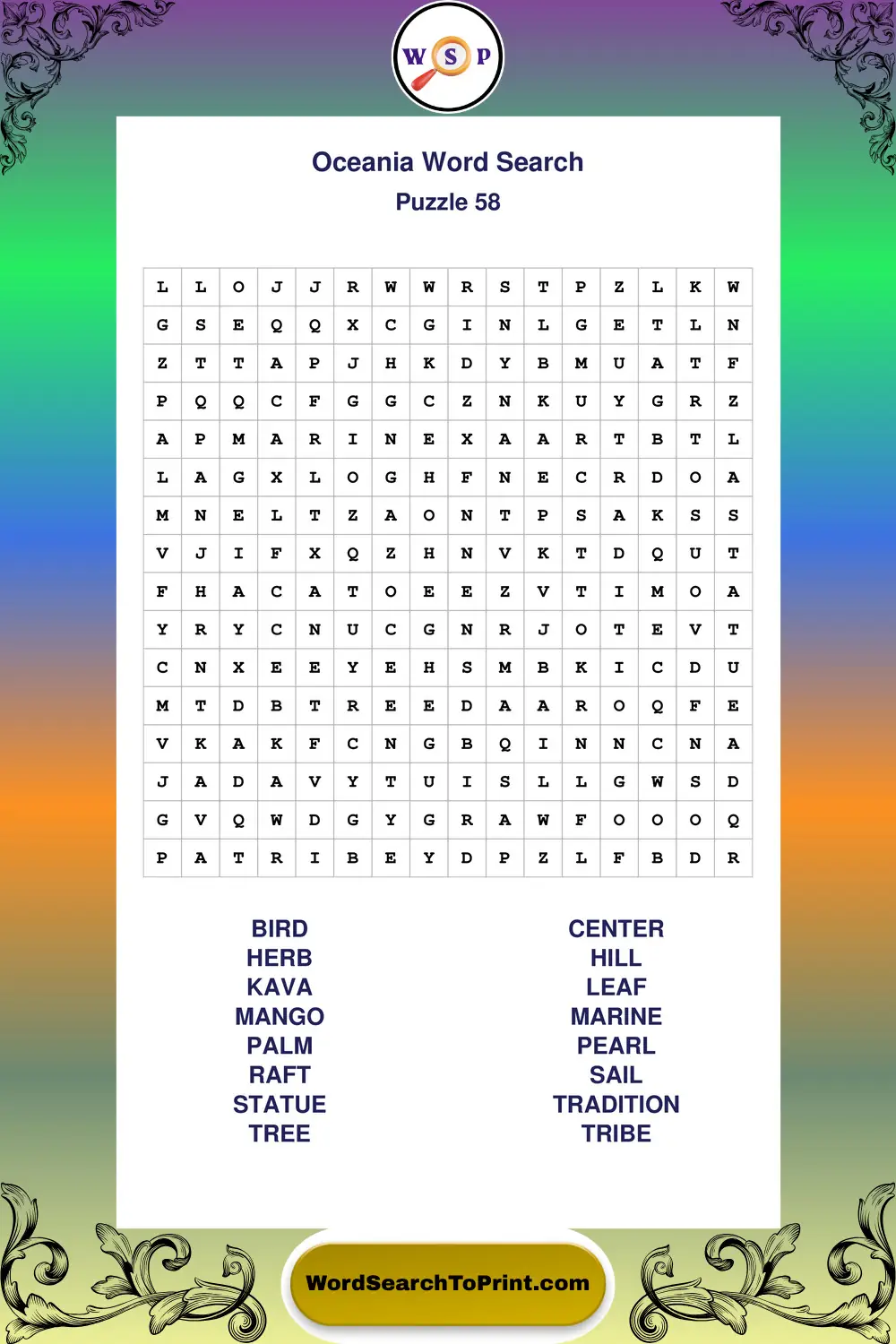 Oceania Word Search Puzzle 58