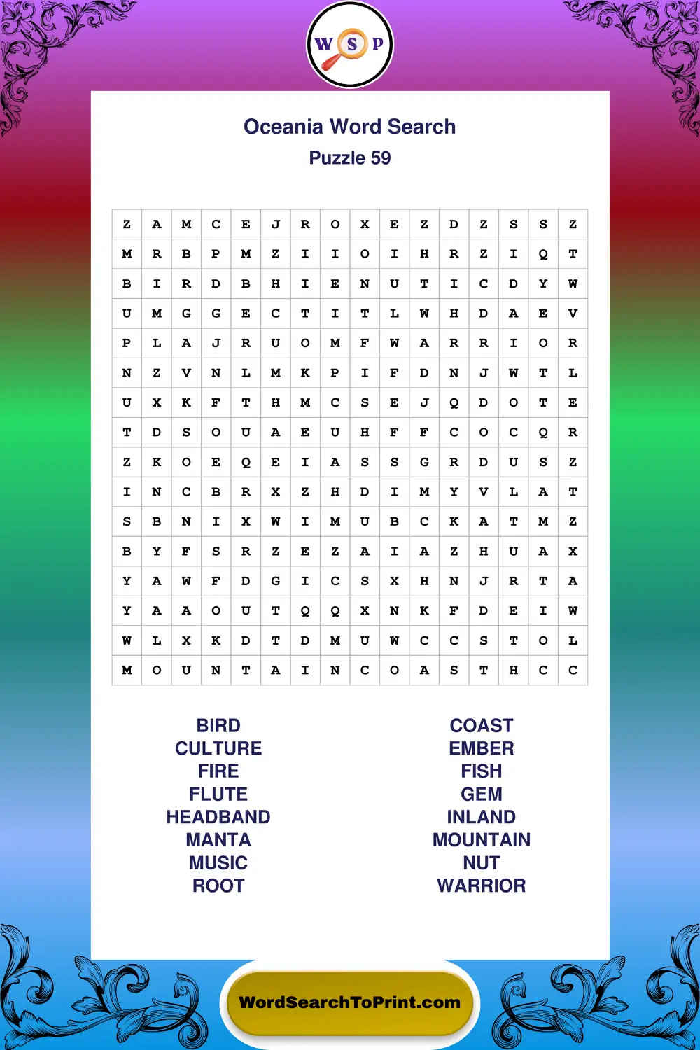 Oceania Word Search Puzzle 59