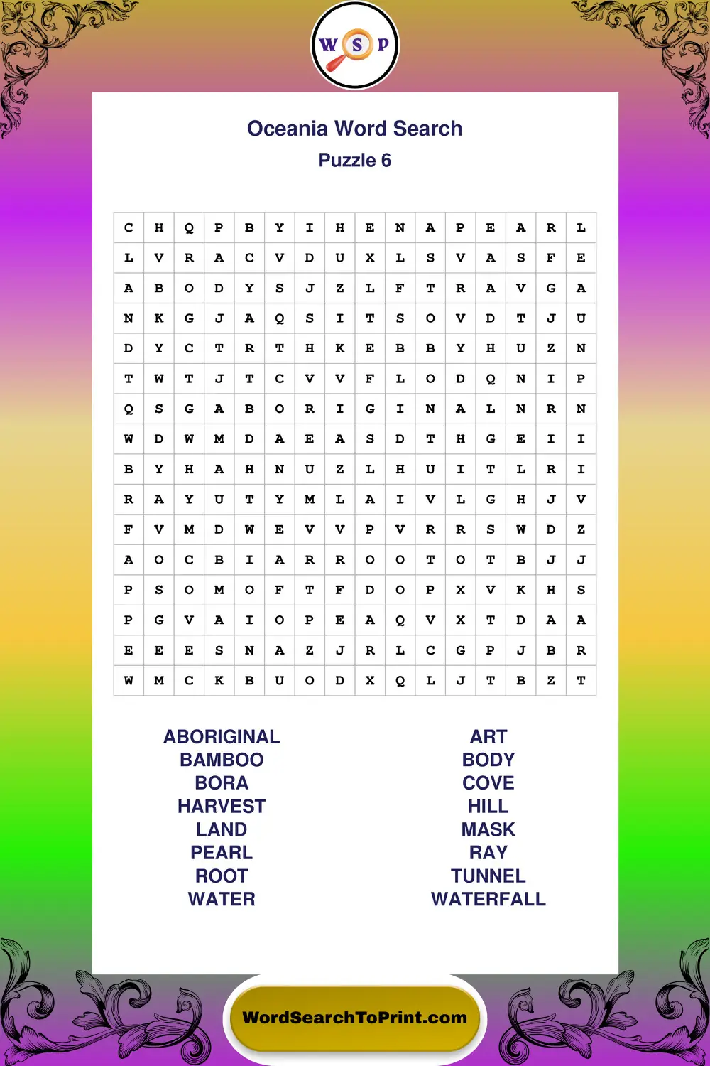 Oceania Word Search Puzzle 6