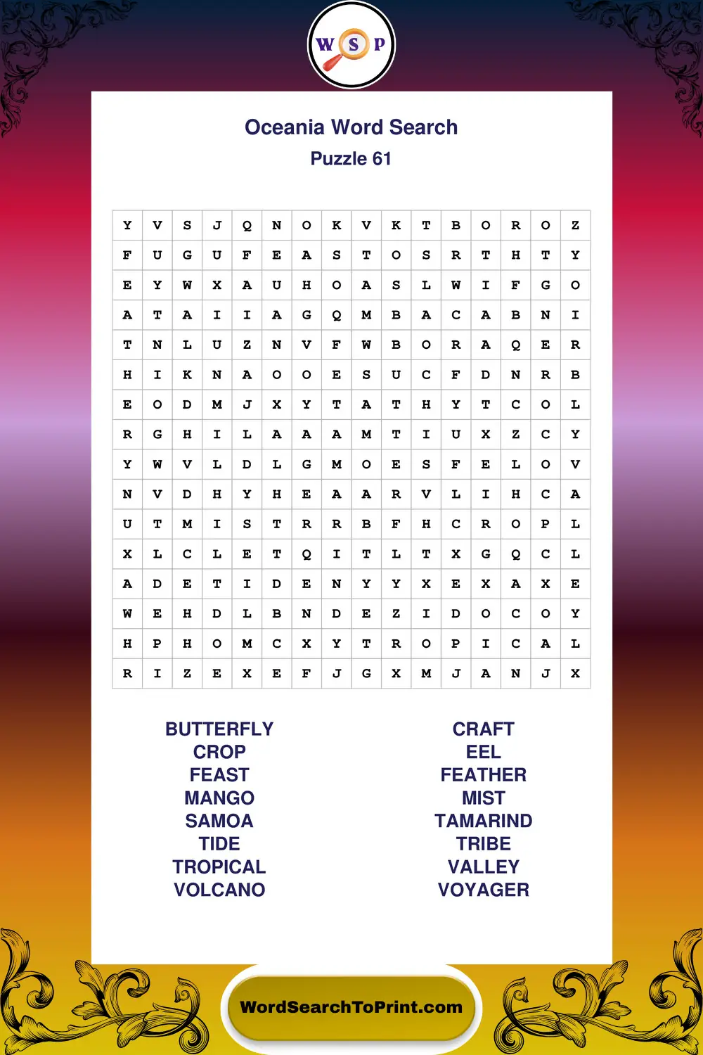 Oceania Word Search Puzzle 61