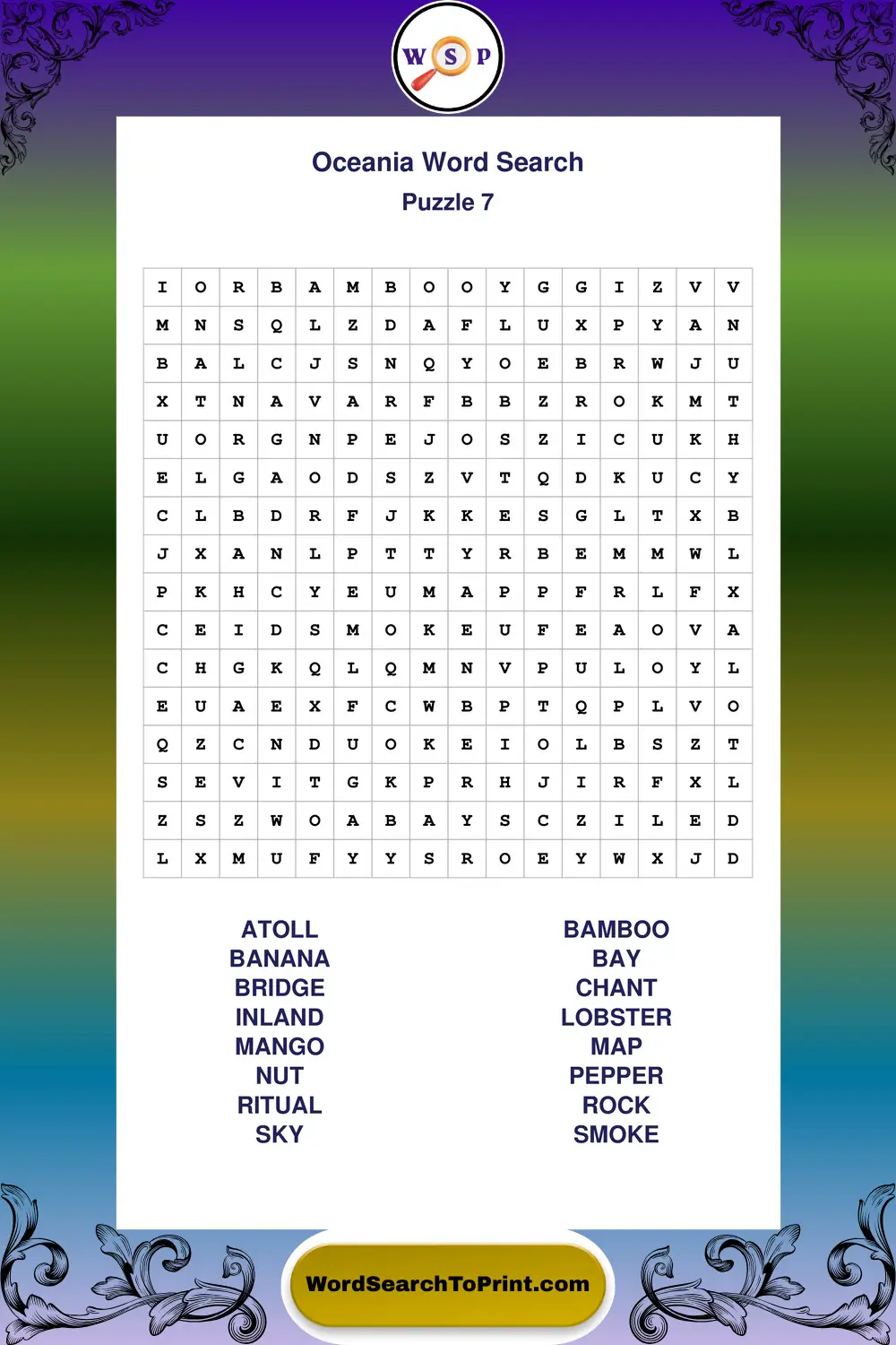 Oceania Word Search Puzzle 7