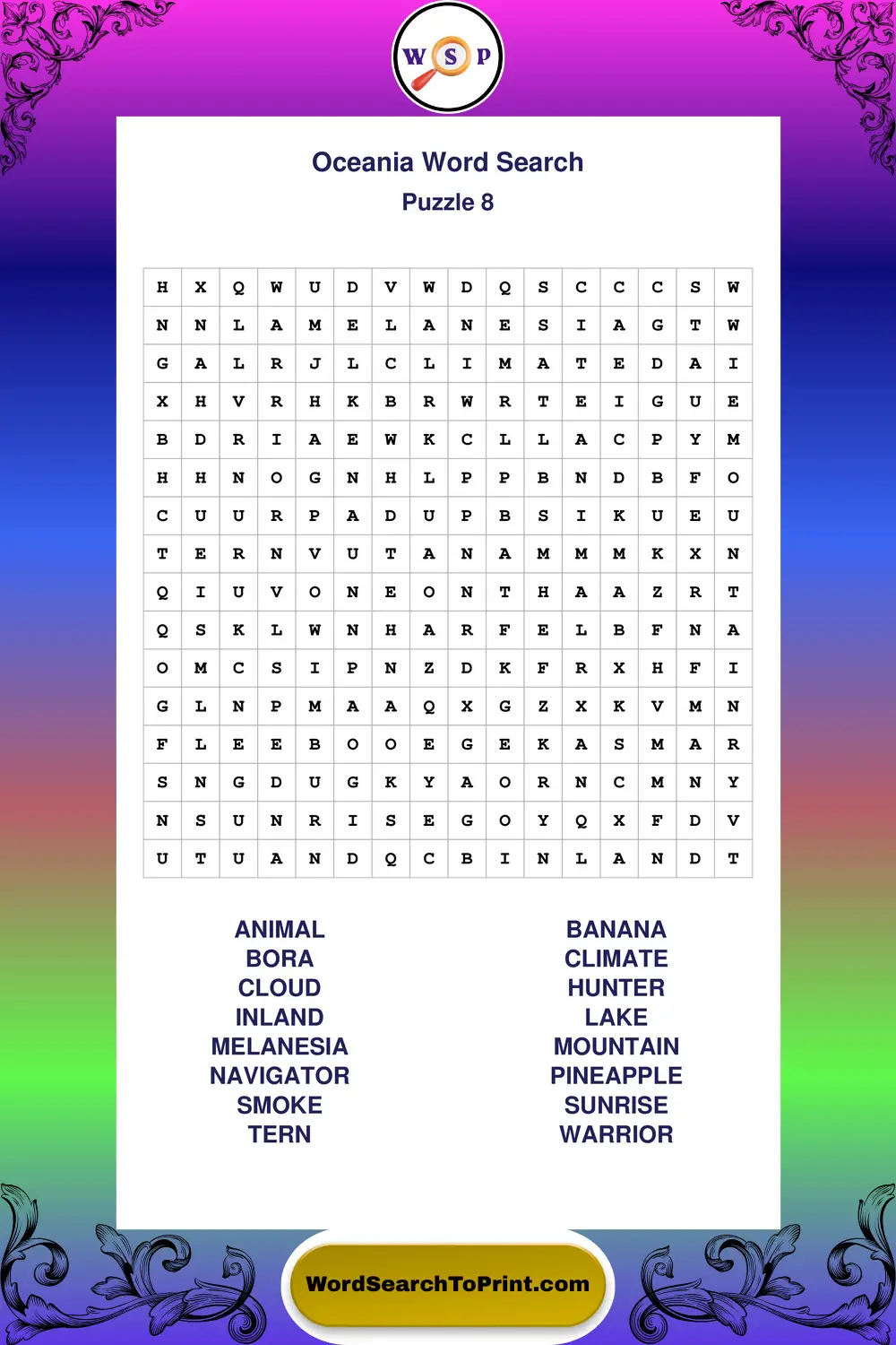 Oceania Word Search Puzzle 8